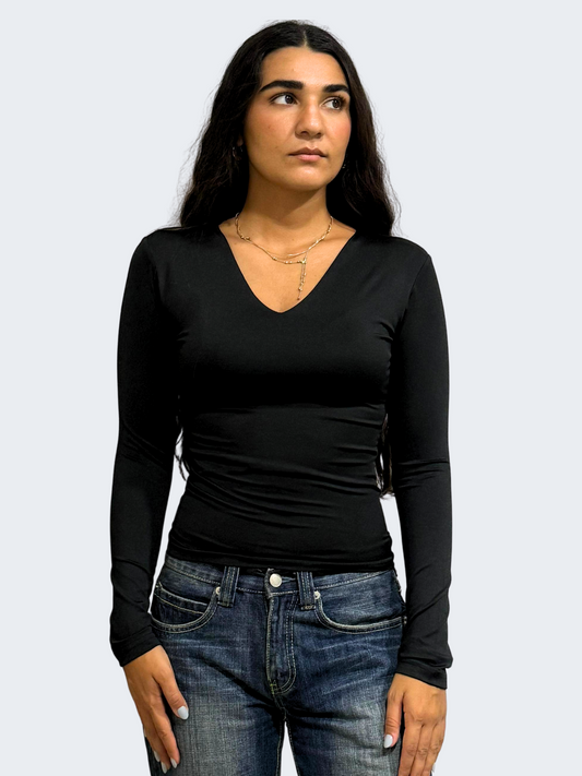 V NECK LONG SLEEVE TOP