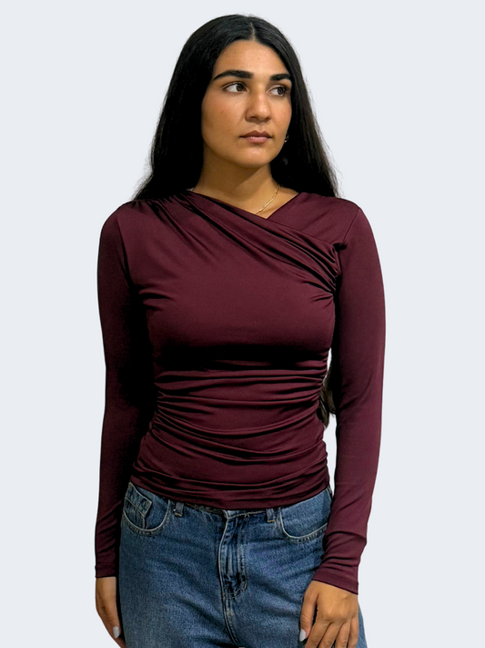DRAPED LONG SLEEVE TOP