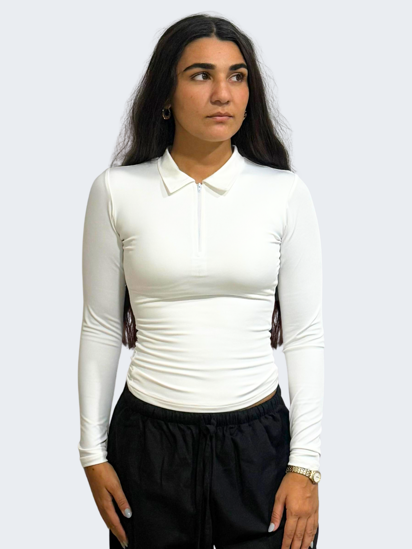 ZIPPER NECK POLO LONG SLEEVE