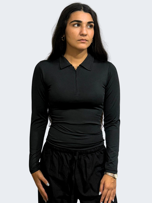 ZIPPER NECK POLO LONG SLEEVE