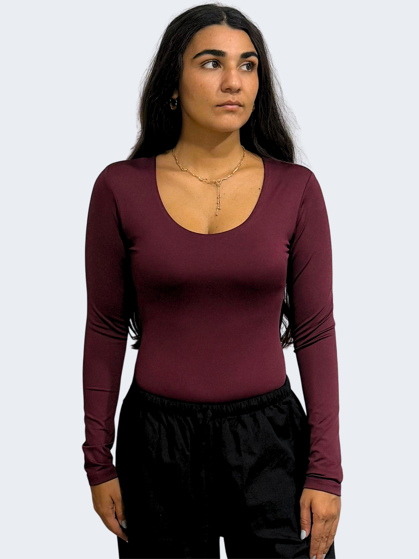 WIDE NECK LONG SLEEVE BODYSUIT
