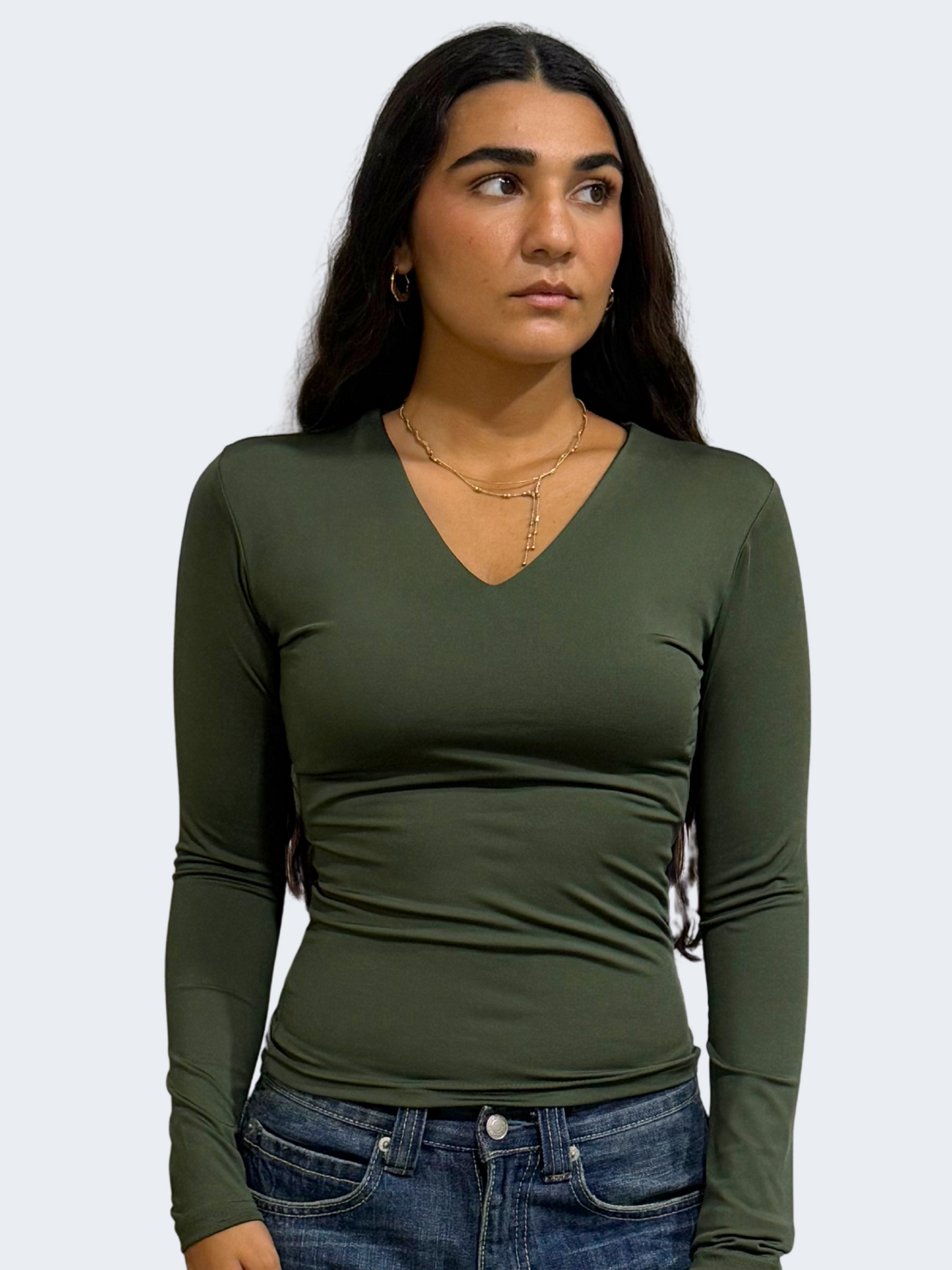 V NECK LONG SLEEVE TOP