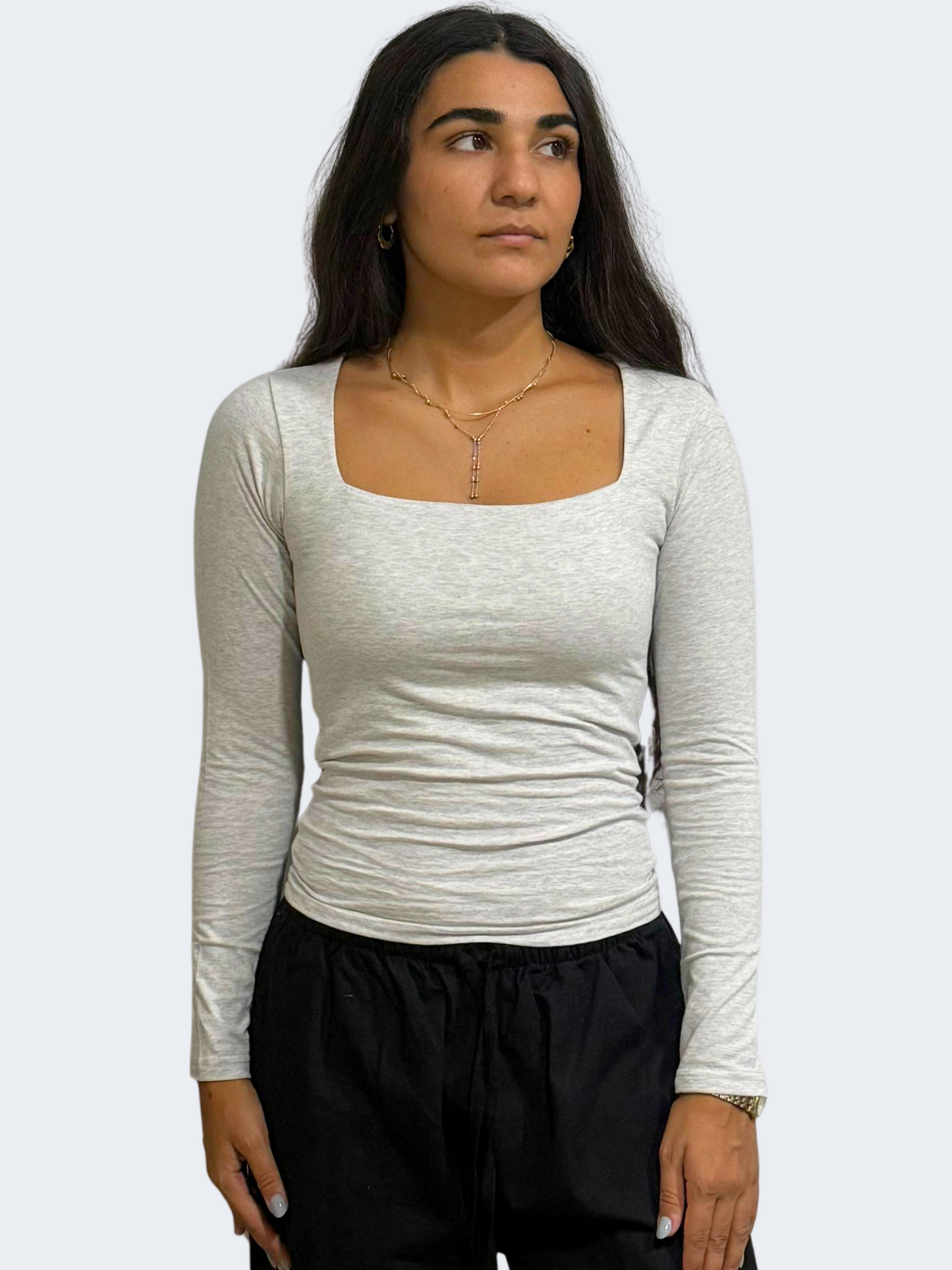 COTTON SQUARE NECK LONG SLEEVE