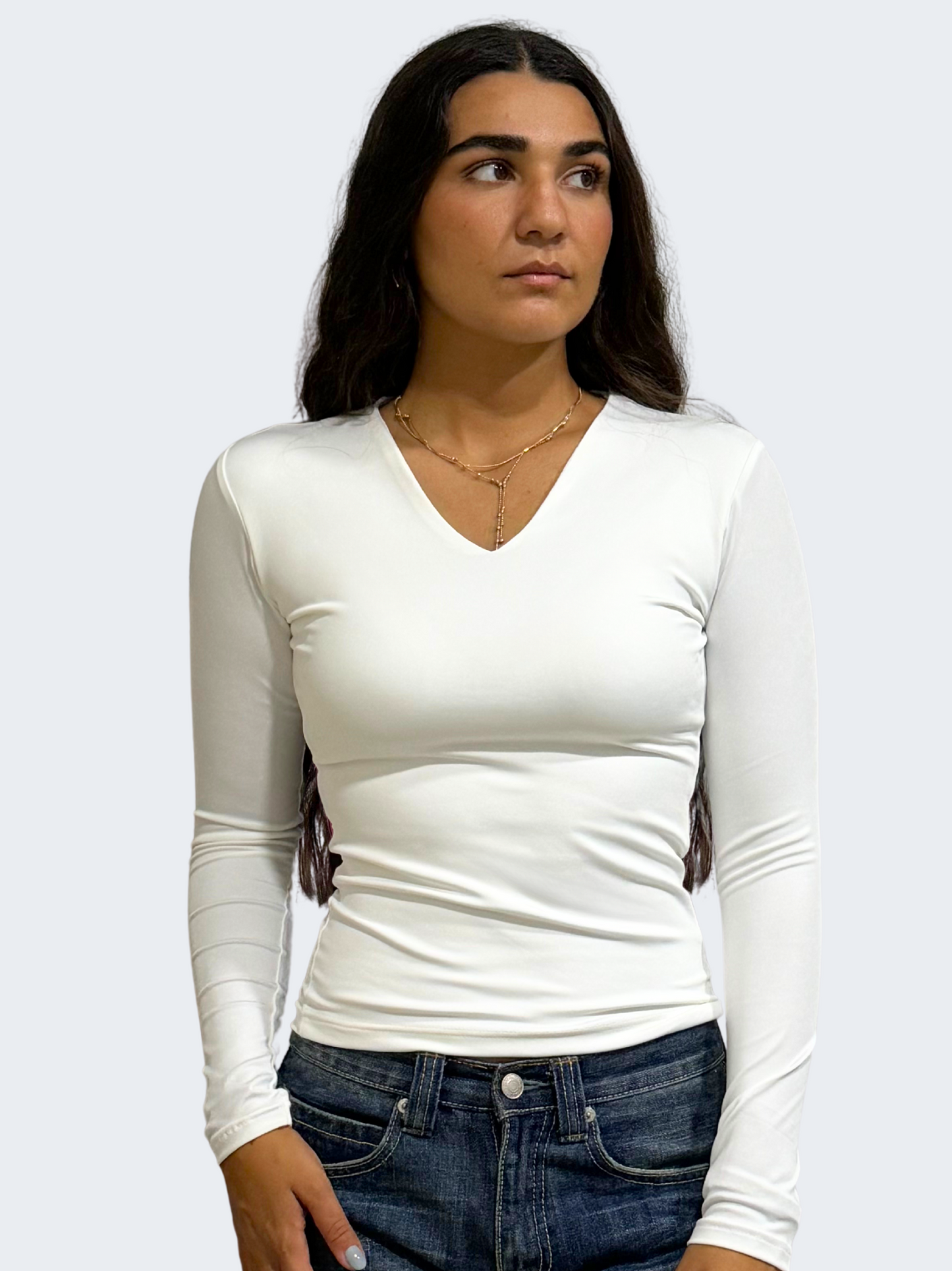 V NECK LONG SLEEVE TOP