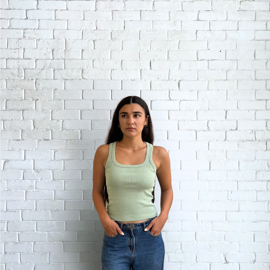 RIBBED TANK TOP SQUARE NECK