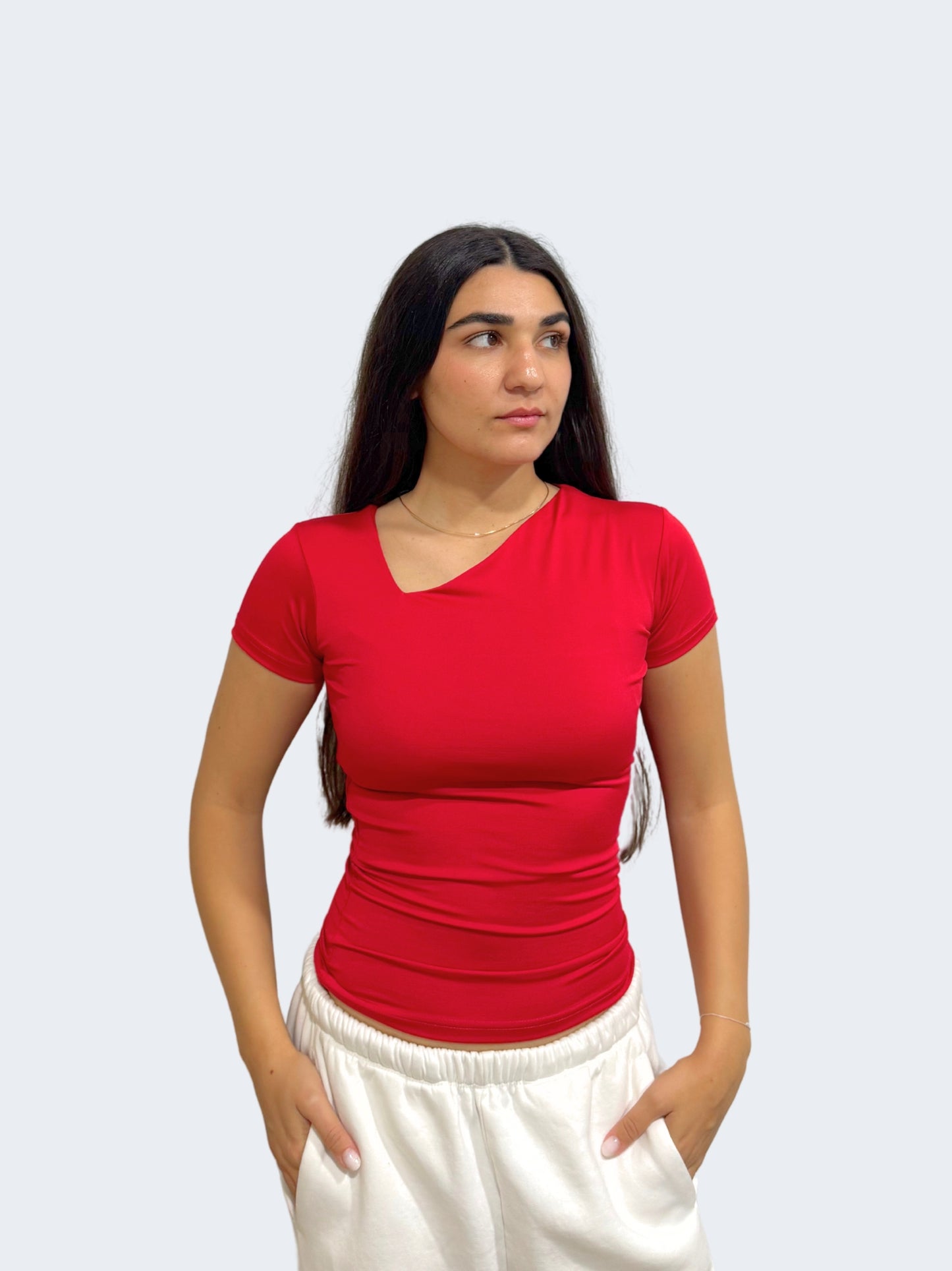 ASYMMETRICAL V NECK TOP