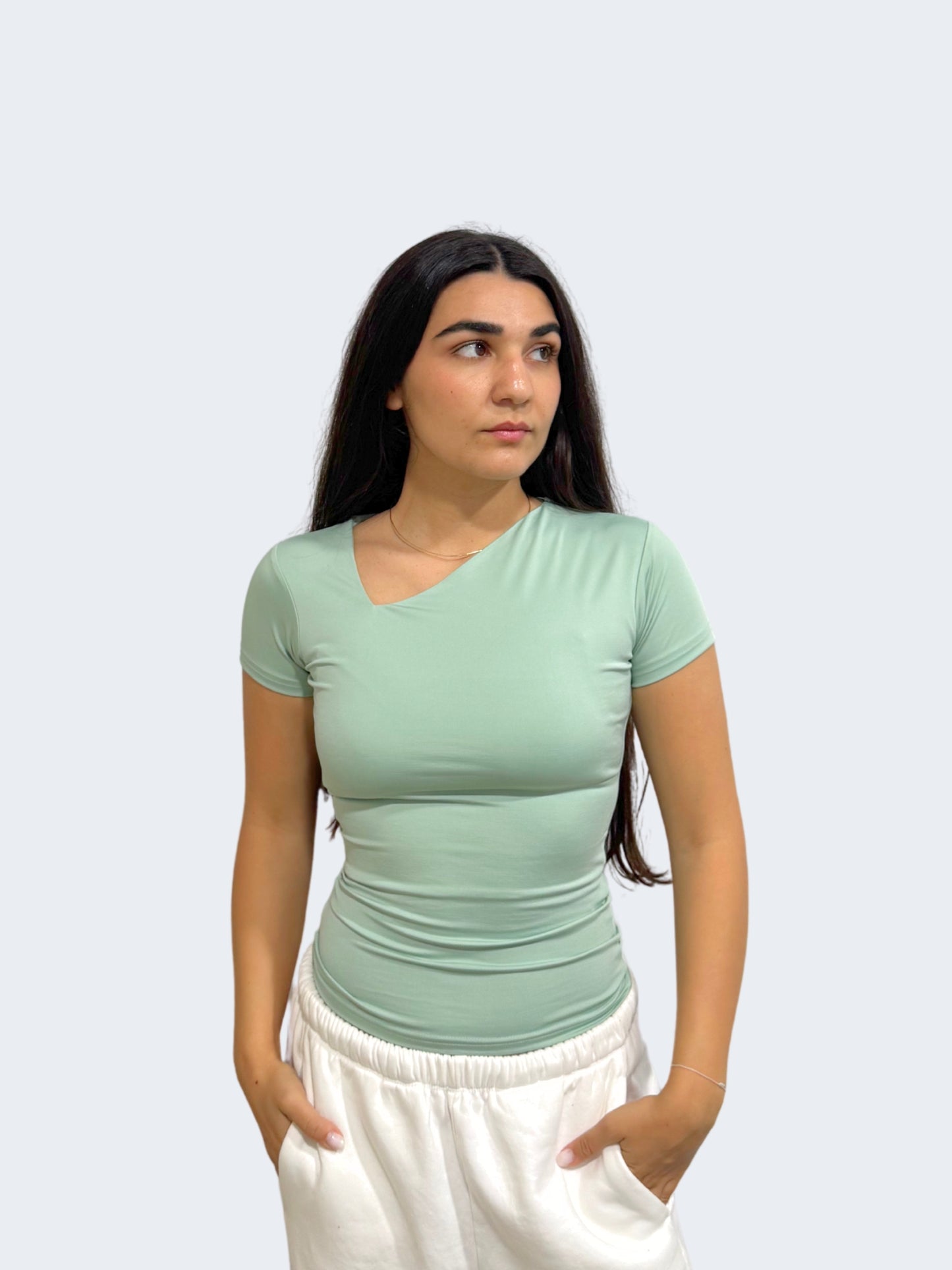 ASYMMETRICAL V NECK TOP
