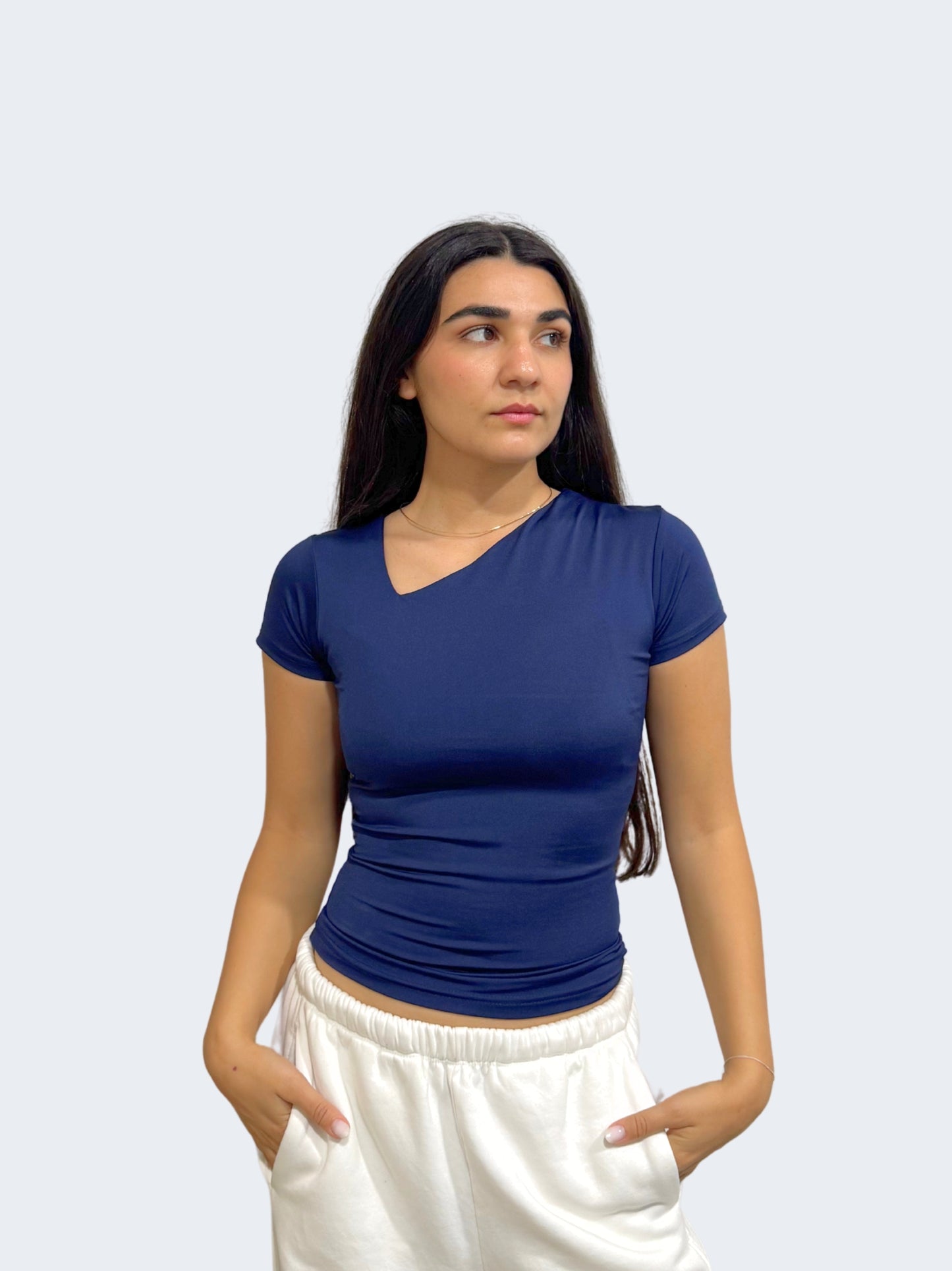 ASYMMETRICAL V NECK TOP