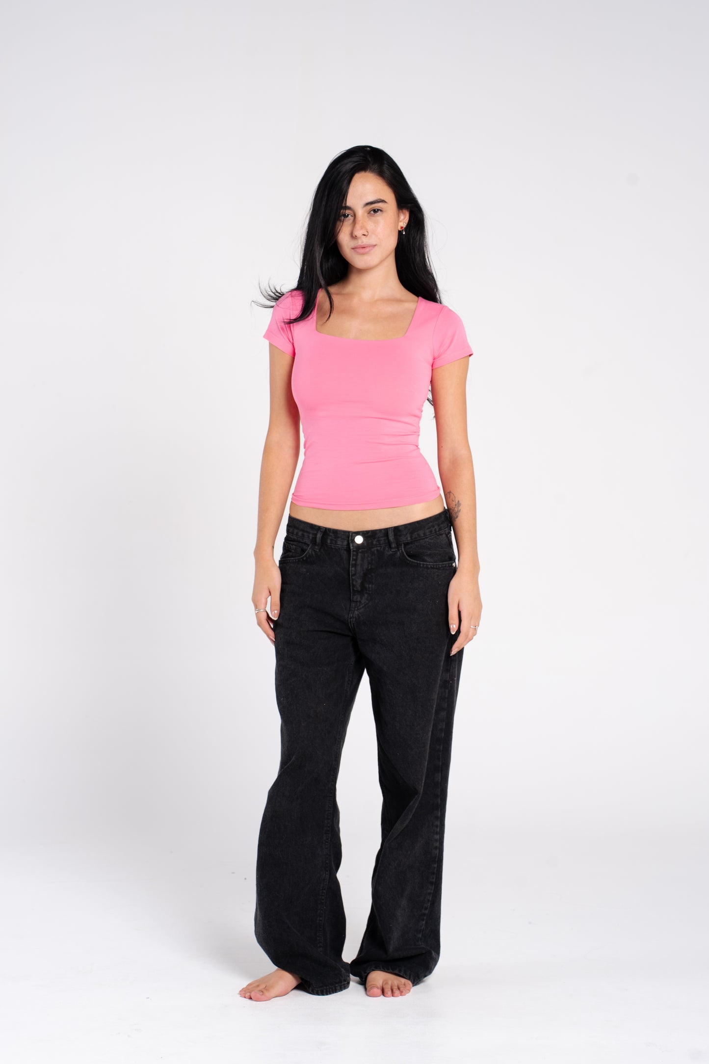 COTTON SQUARE NECK SHORT SLEEVE