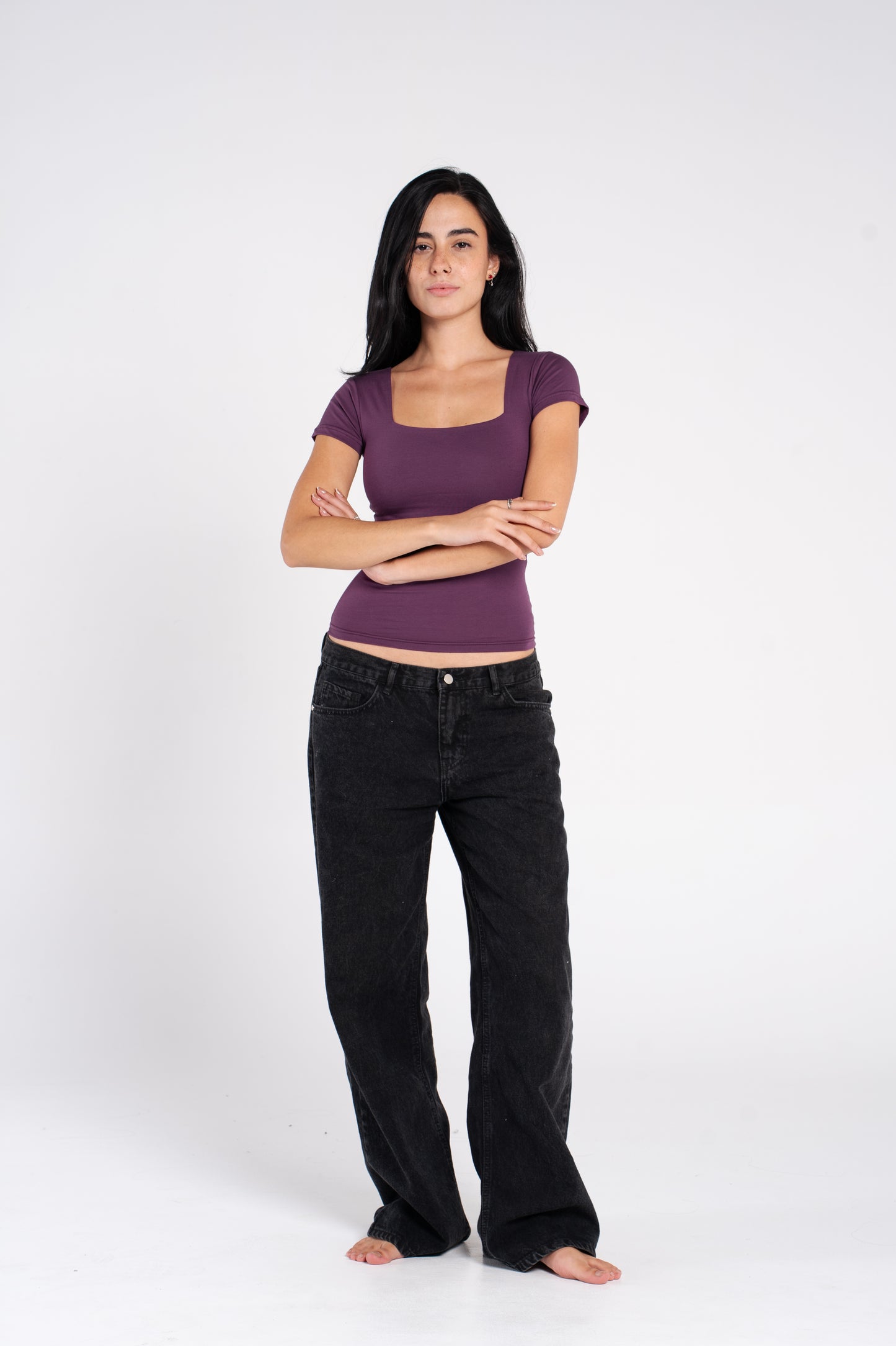 COTTON SQUARE NECK SHORT SLEEVE