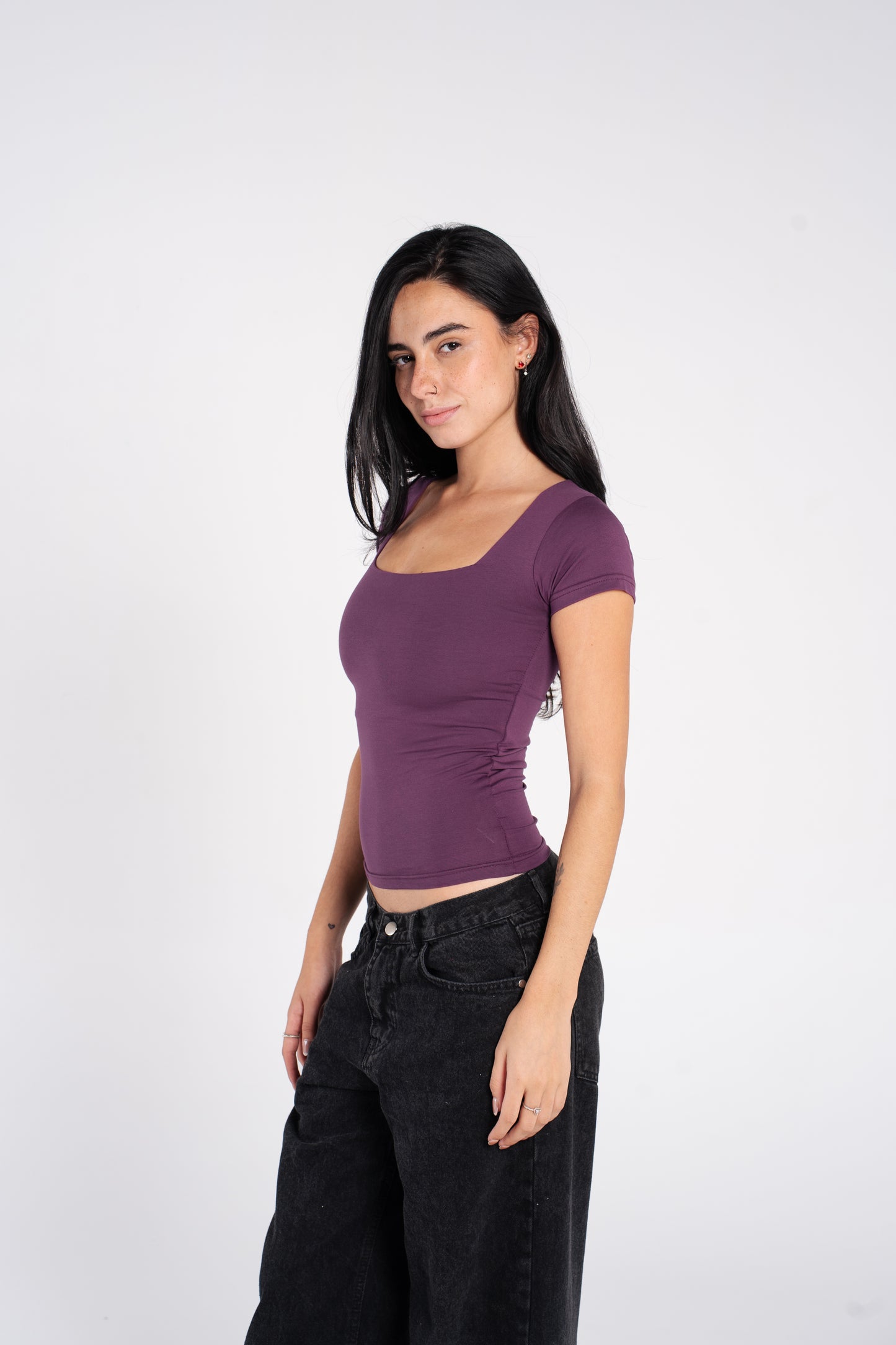 COTTON SQUARE NECK SHORT SLEEVE