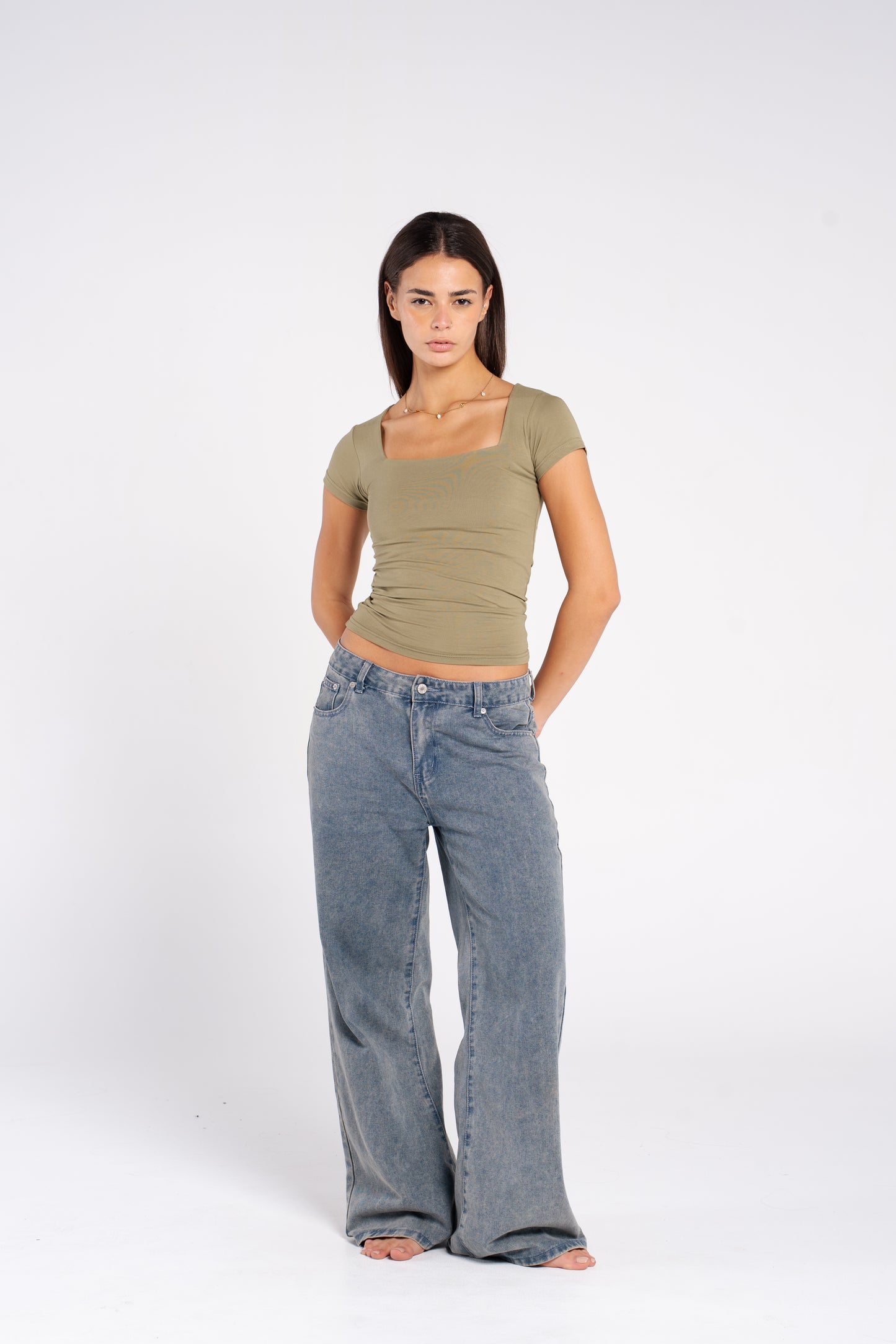 COTTON SQUARE NECK SHORT SLEEVE