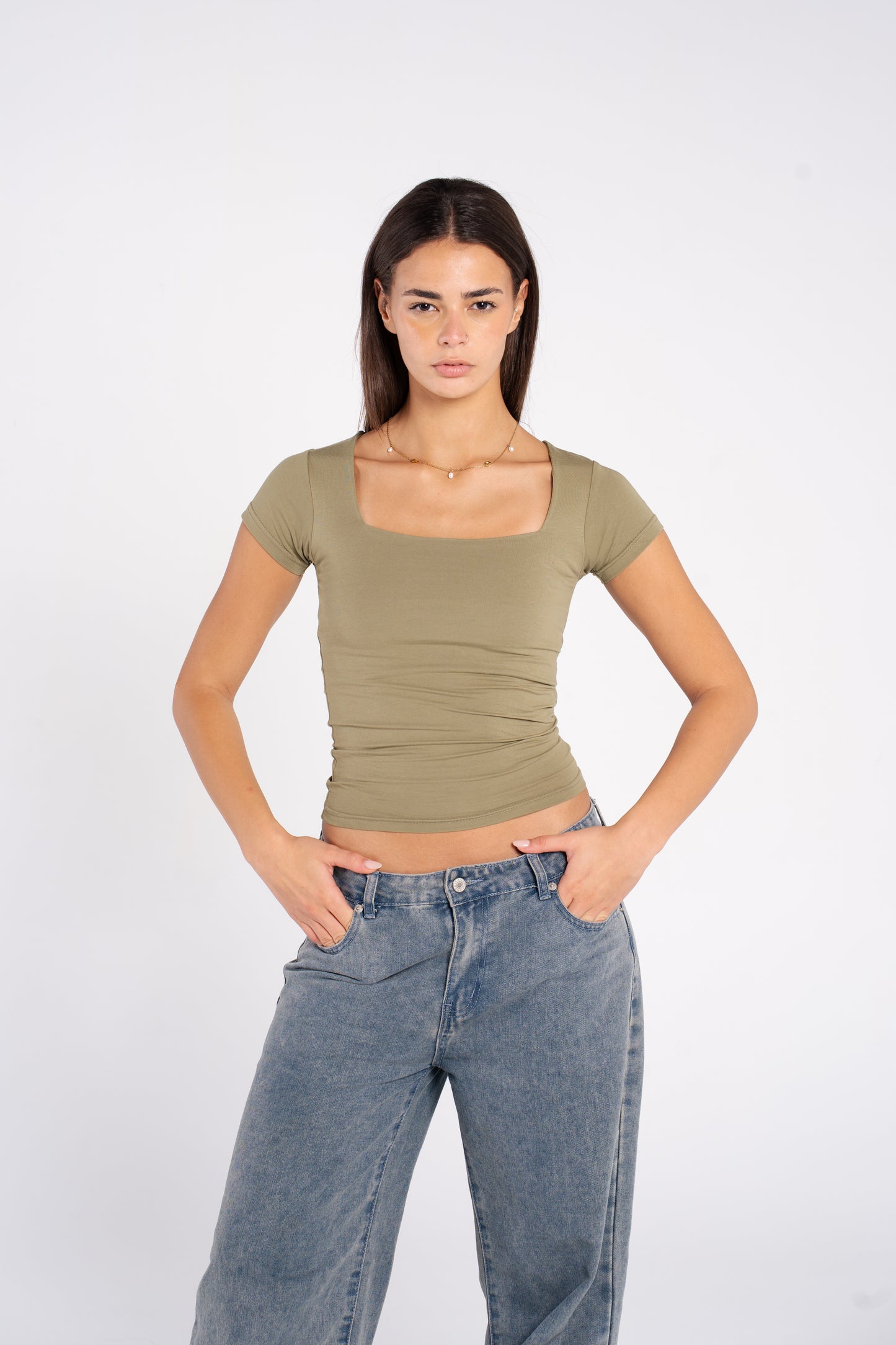 COTTON SQUARE NECK SHORT SLEEVE