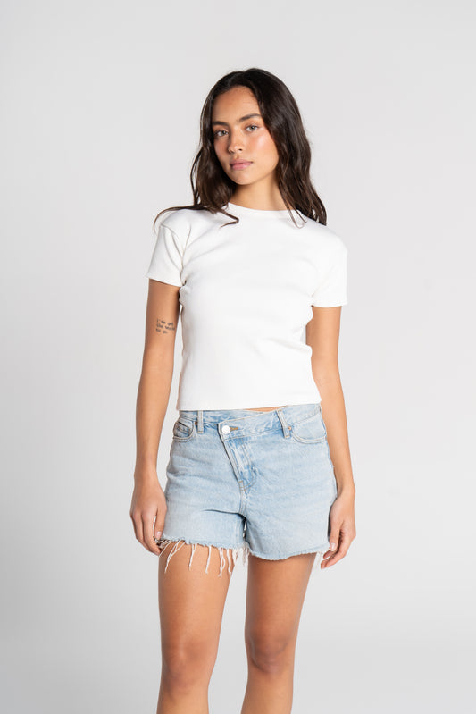 RIBBED ROUND NECK SHORT SLEEVE