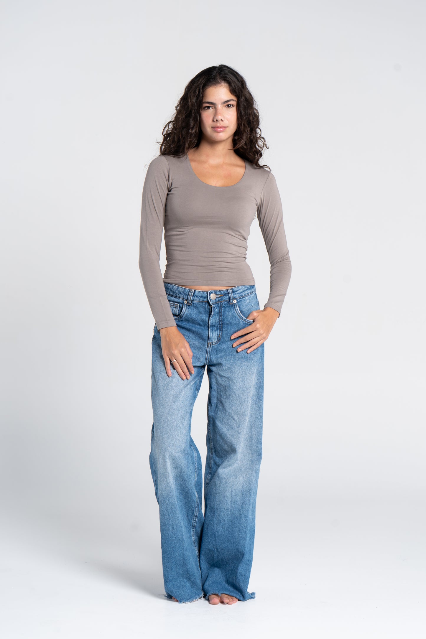 COTTON WIDE NECK LONG SLEEVE