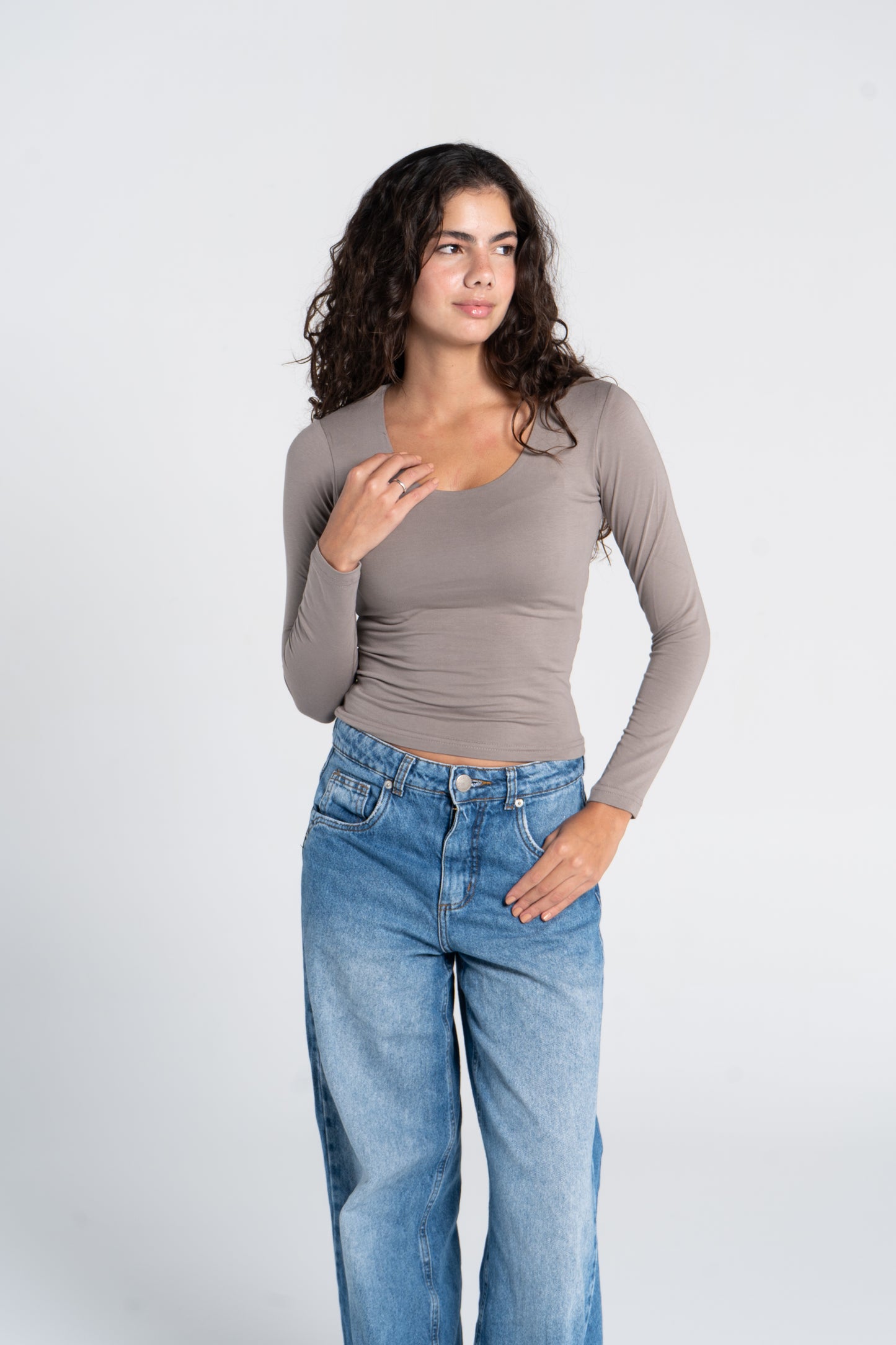 COTTON WIDE NECK LONG SLEEVE