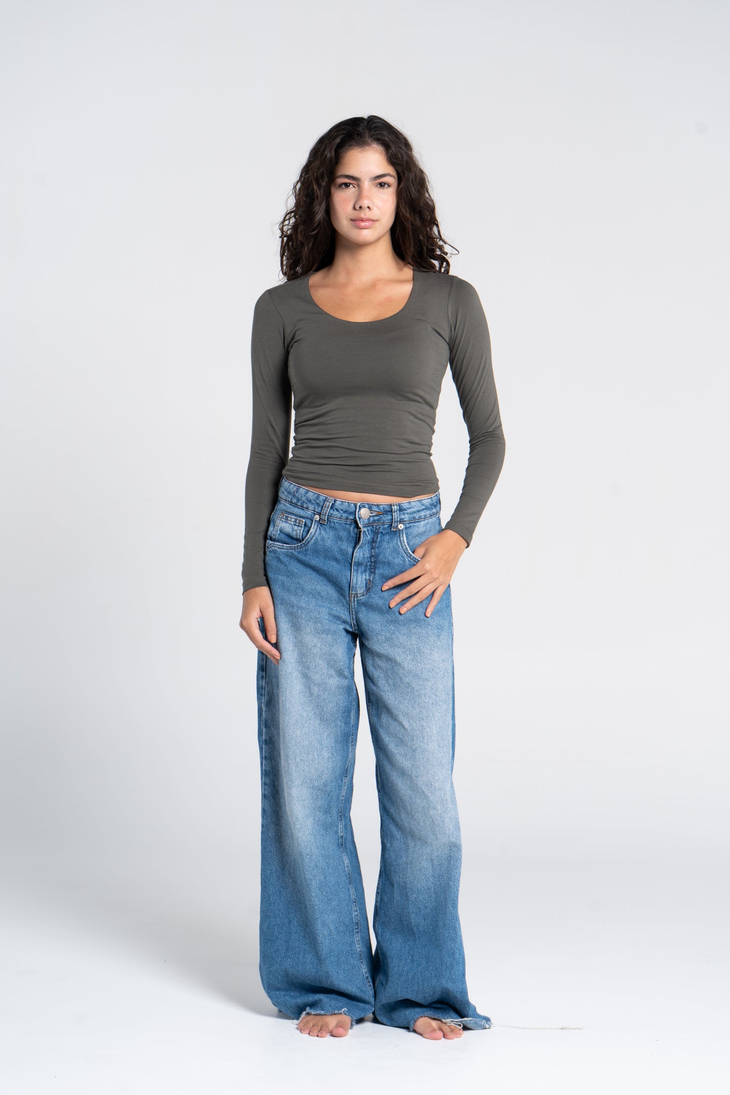 COTTON WIDE NECK LONG SLEEVE