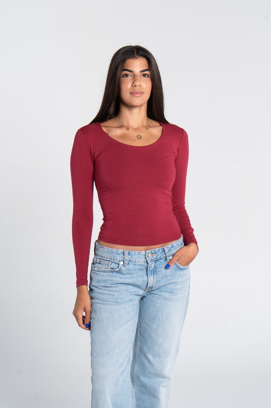 COTTON WIDE NECK LONG SLEEVE