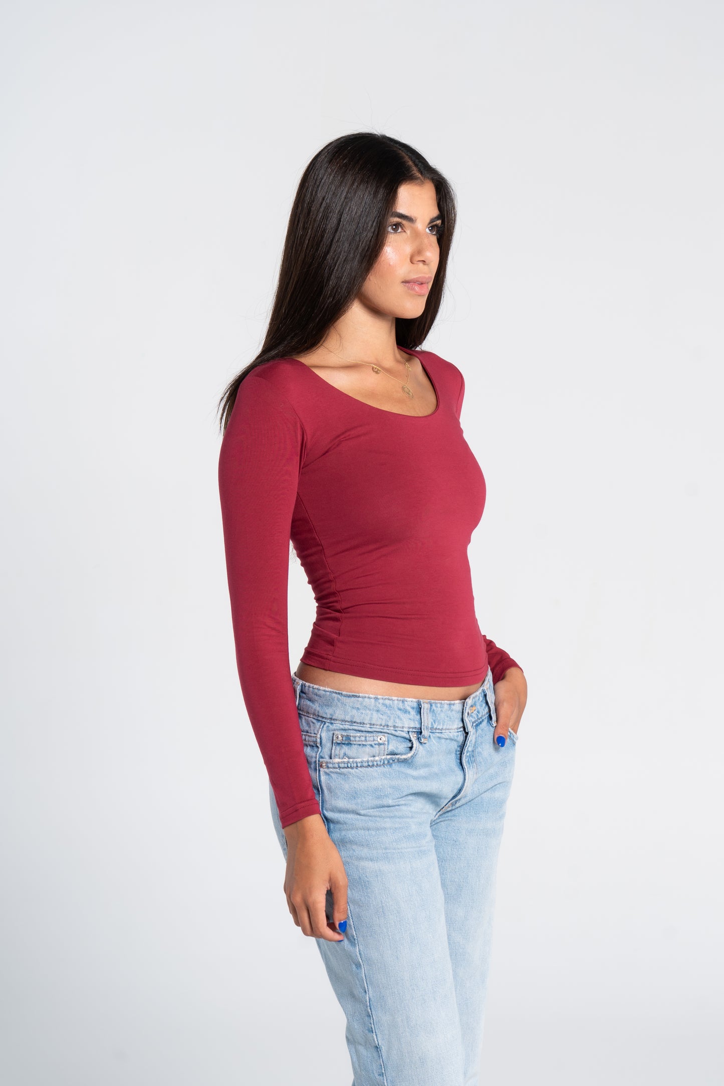COTTON WIDE NECK LONG SLEEVE