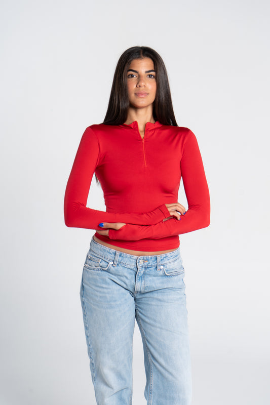 HIGH NECK ZIPPER LONG SLEEVE