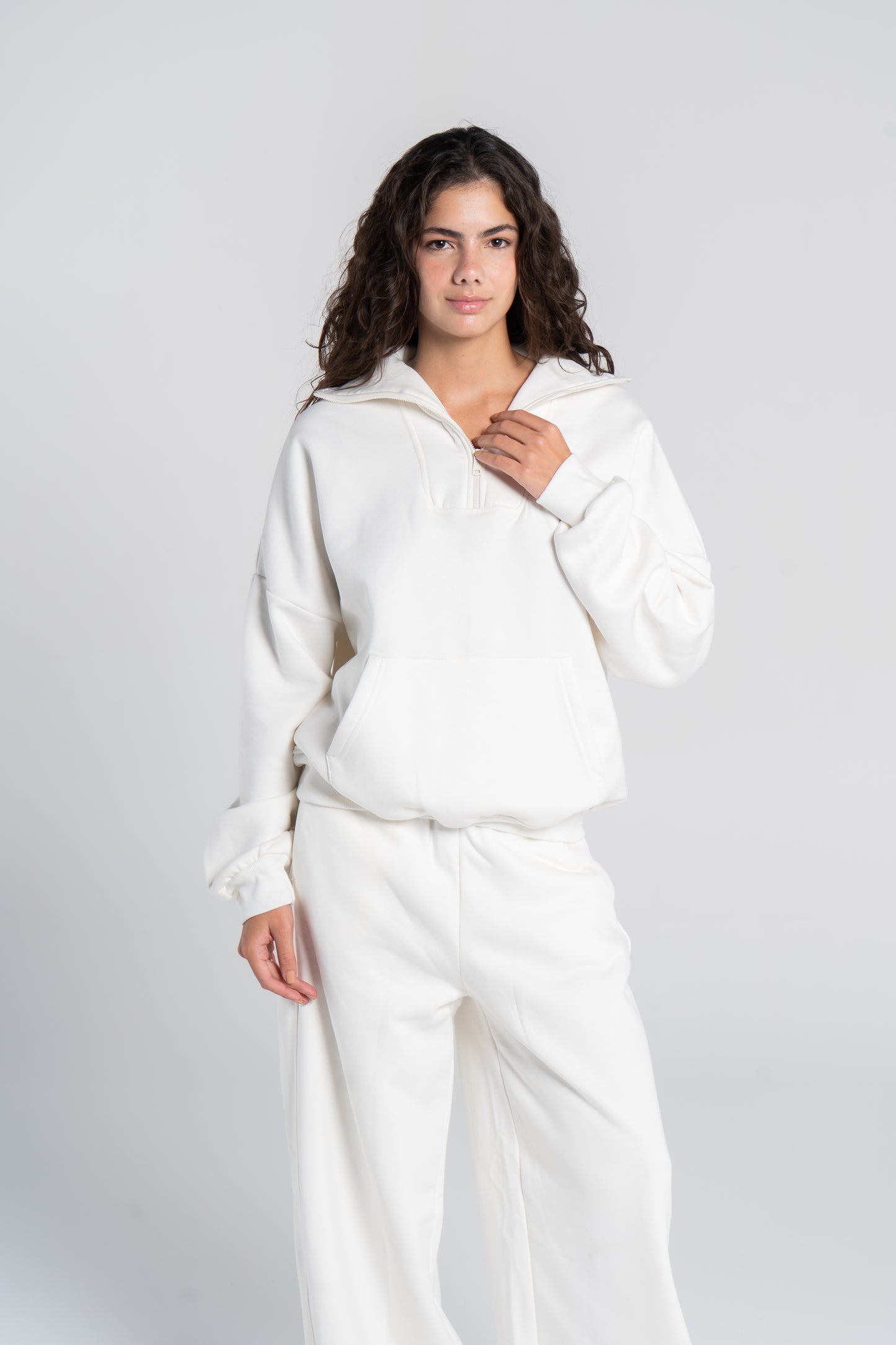 HIGH NECK ZIPPER SWEAT SHIRT