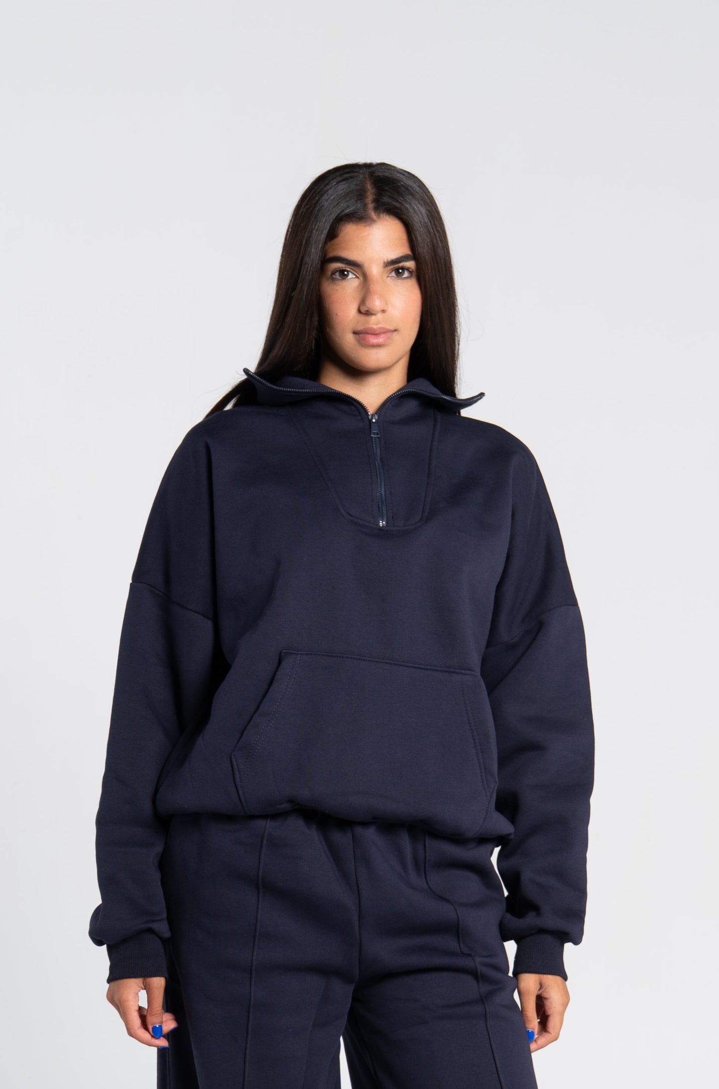 HIGH NECK ZIPPER SWEAT SHIRT