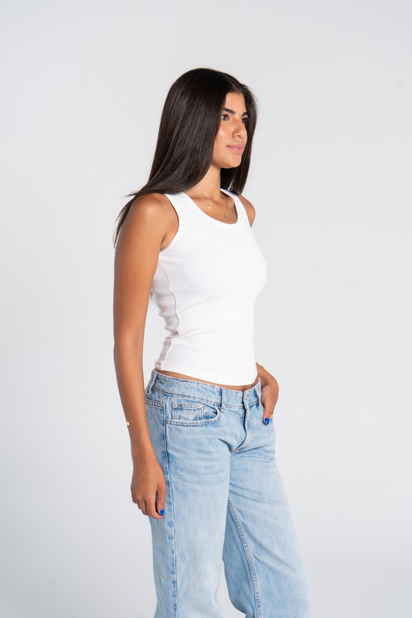 RIBBED WIDE NECK TANK TOP