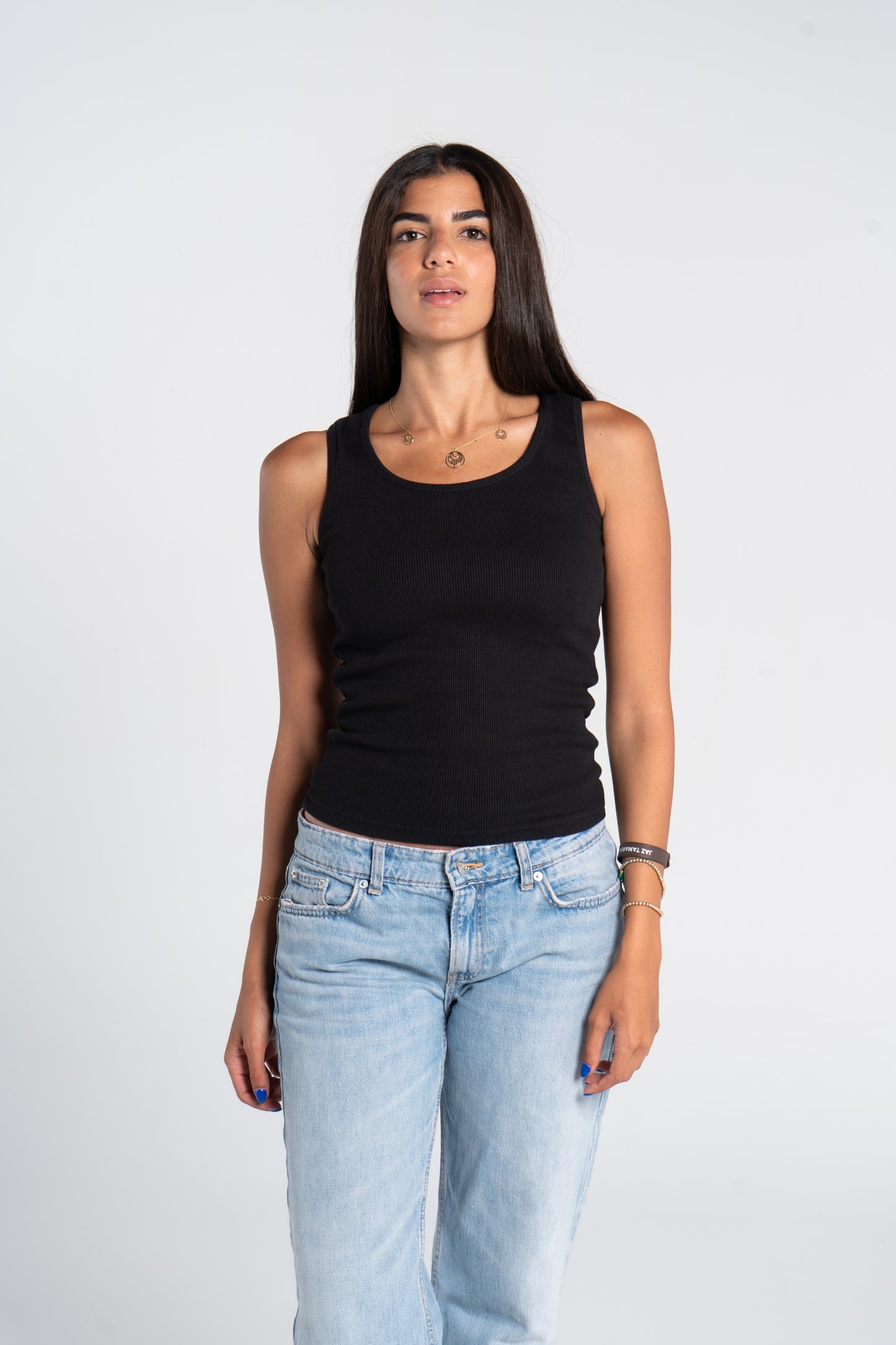 RIBBED WIDE NECK TANK TOP