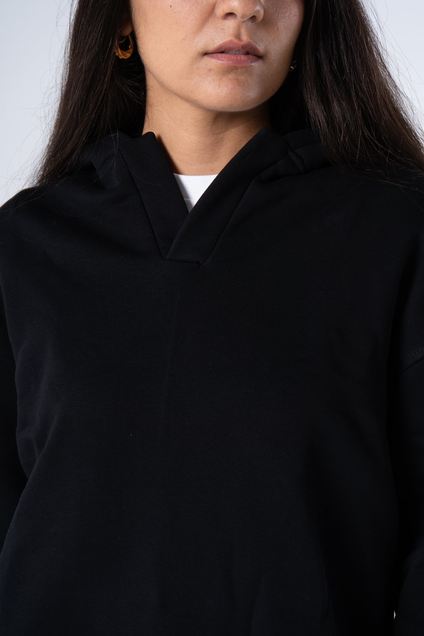 V NECK HOODIE