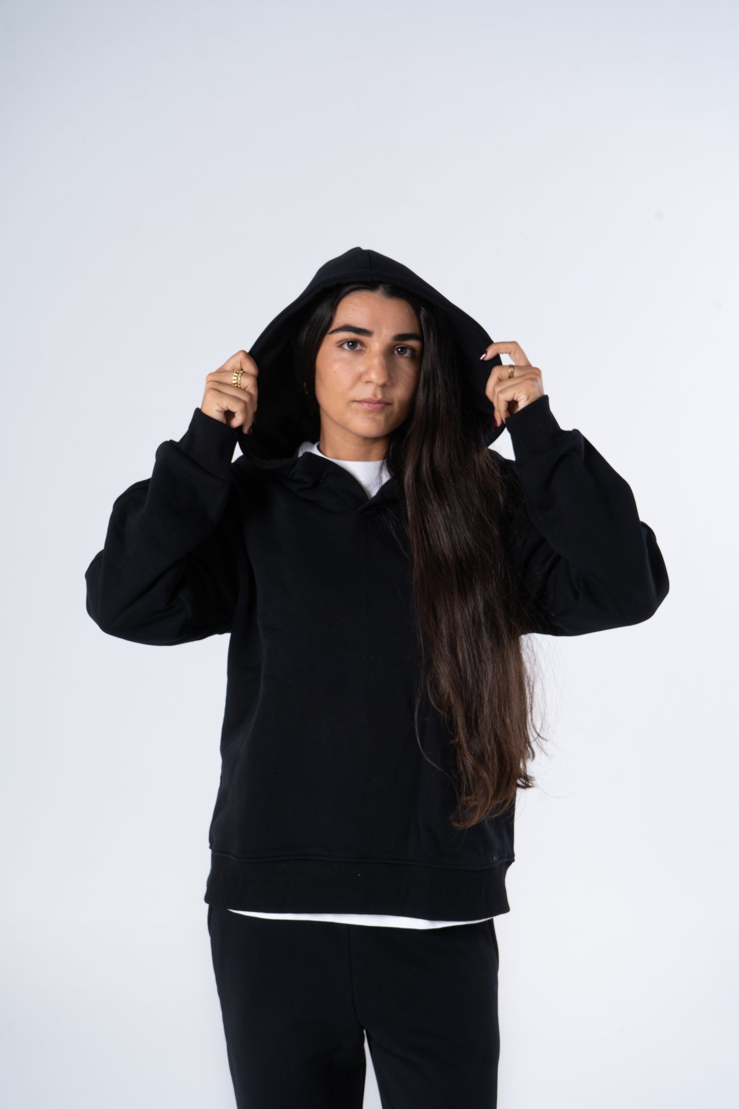 V NECK HOODIE