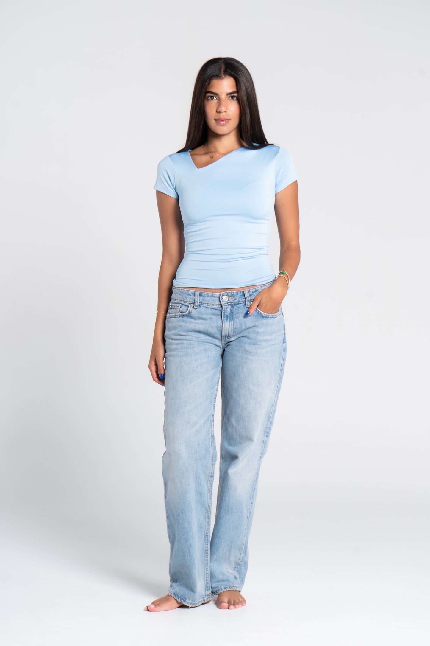 ASYMMETRICAL V NECK TOP