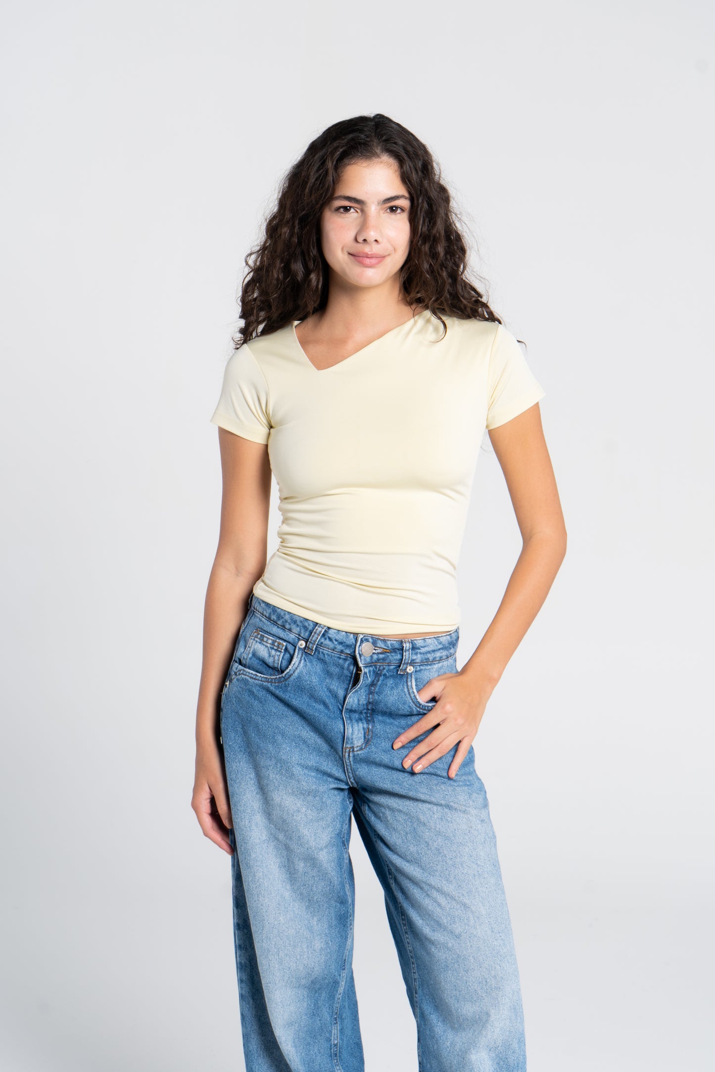 ASYMMETRICAL V NECK TOP