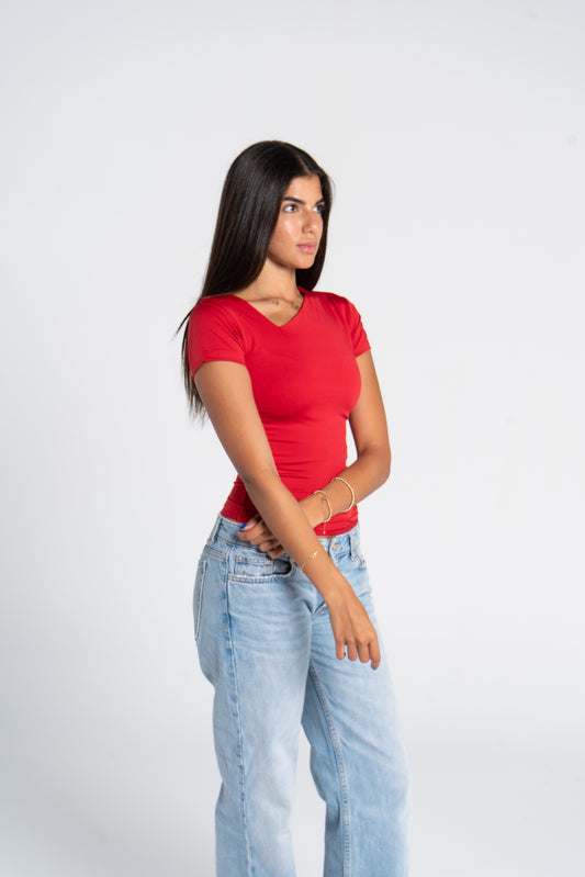 ASYMMETRICAL V NECK TOP