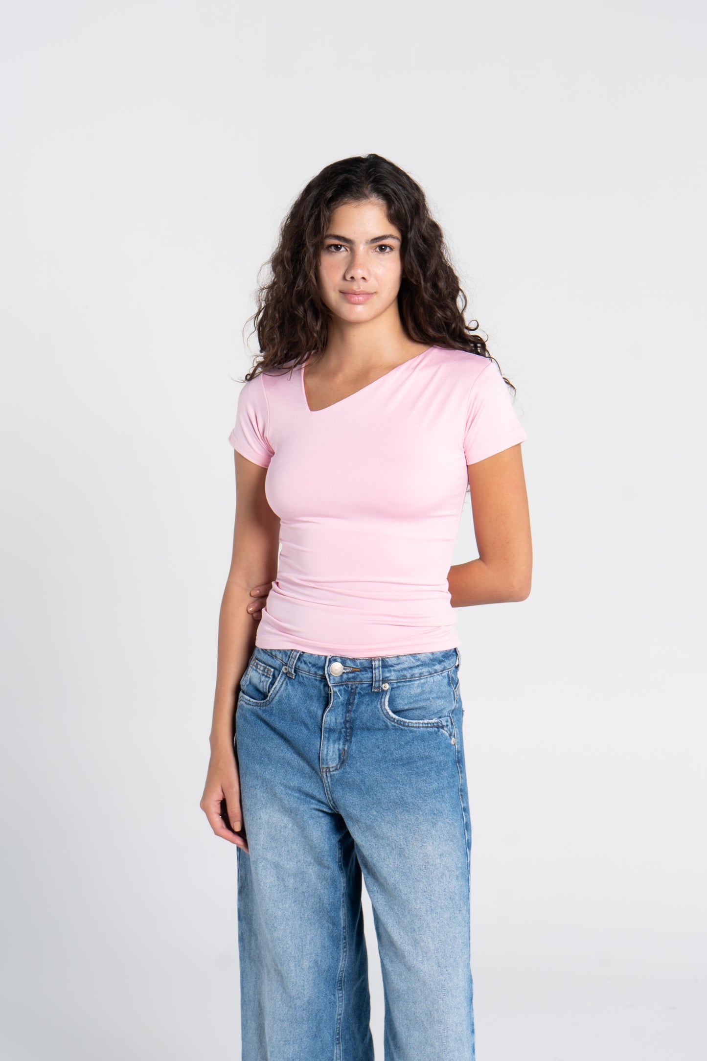 ASYMMETRICAL V NECK TOP