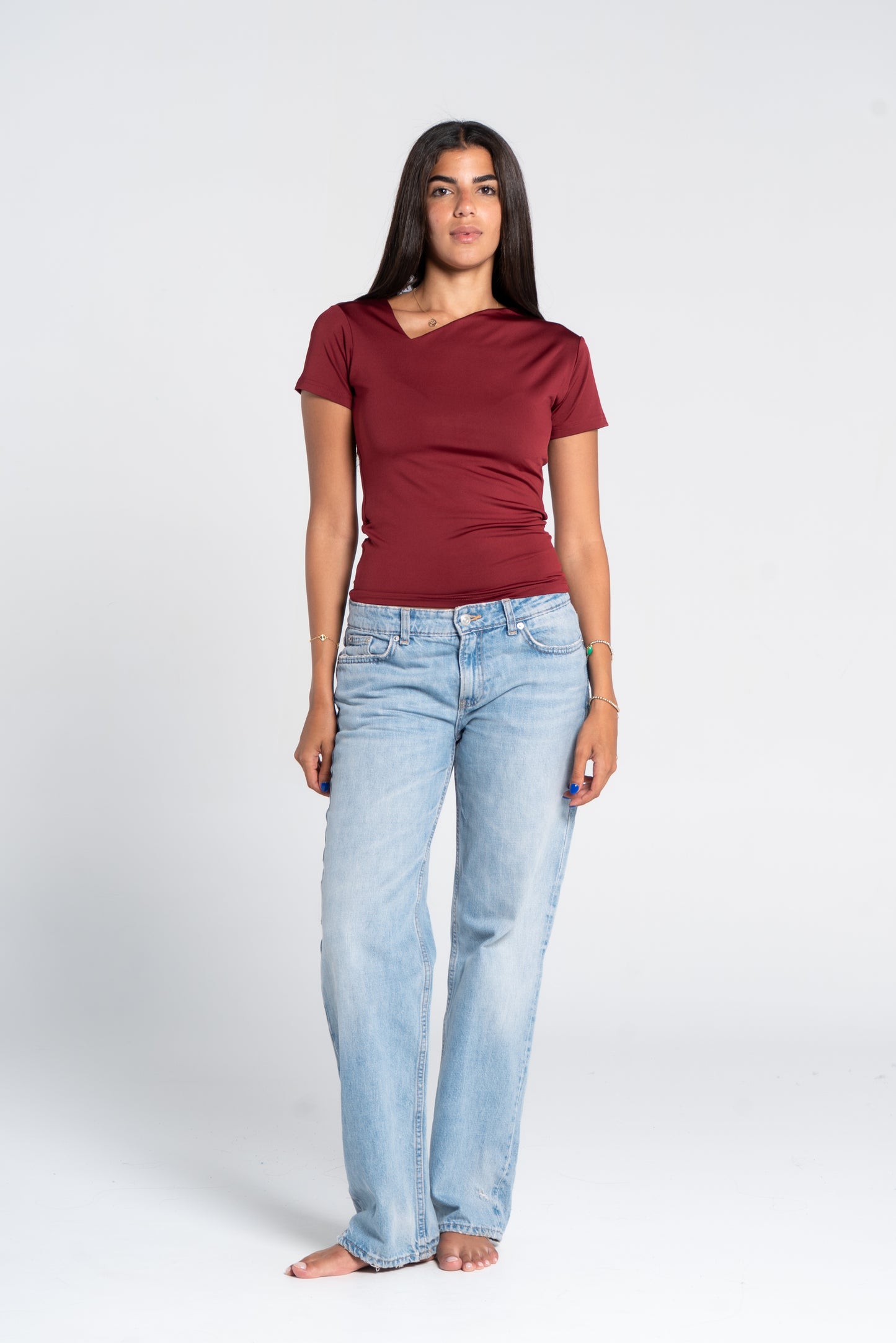 ASYMMETRICAL V NECK TOP