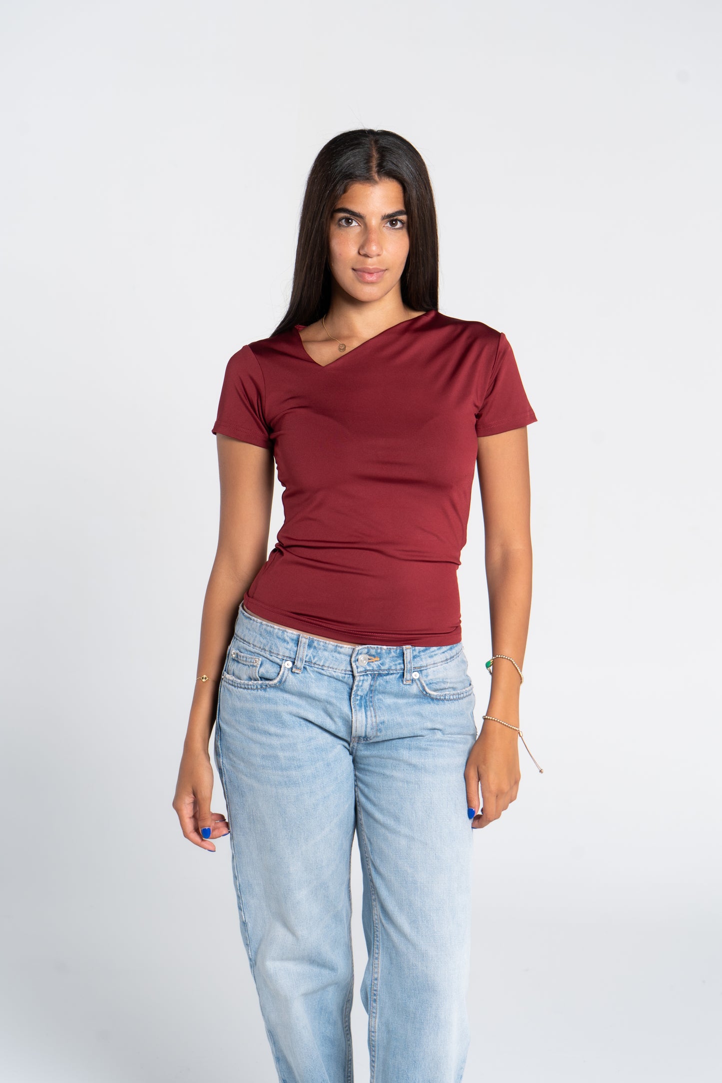 ASYMMETRICAL V NECK TOP