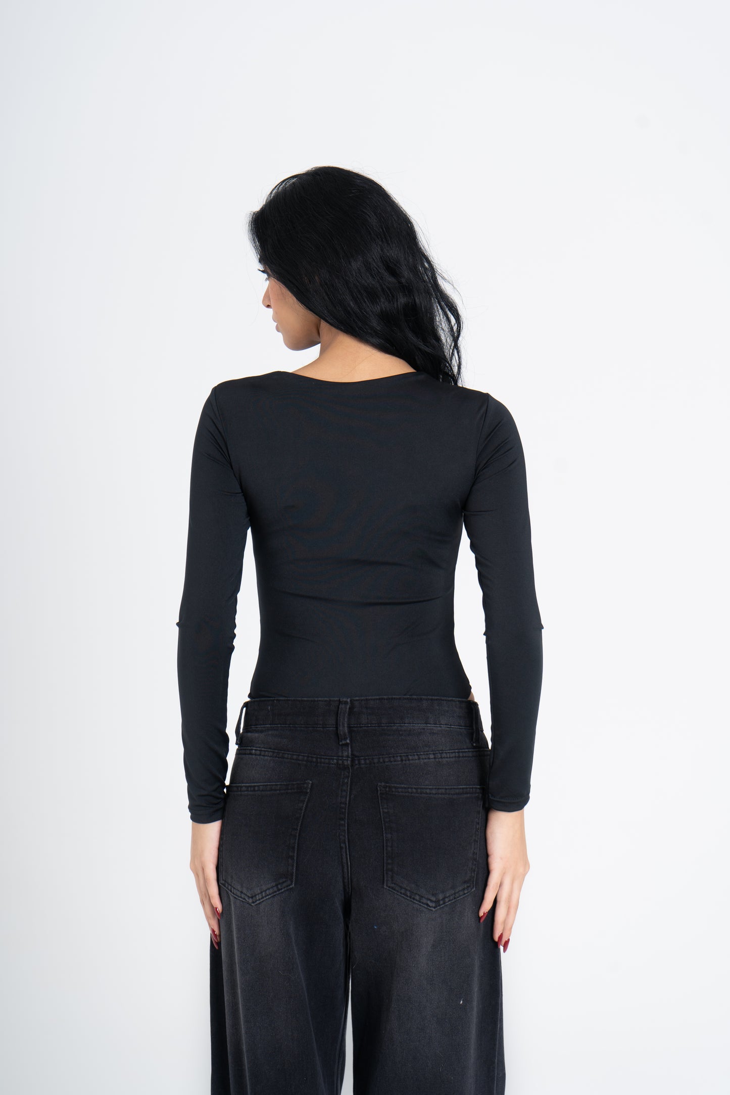 SQUARE NECK LONG SLEEVE BODY SUIT