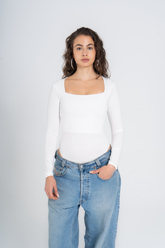 SQUARE NECK LONG SLEEVE BODYSUIT