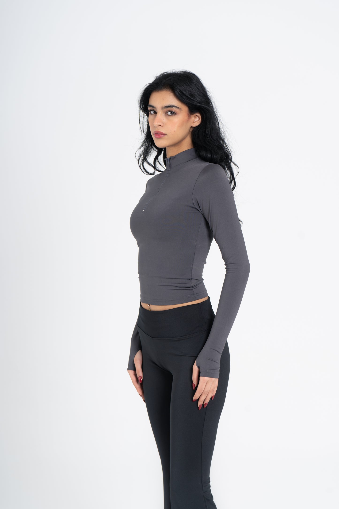 HIGH NECK ZIPPER LONG SLEEVE