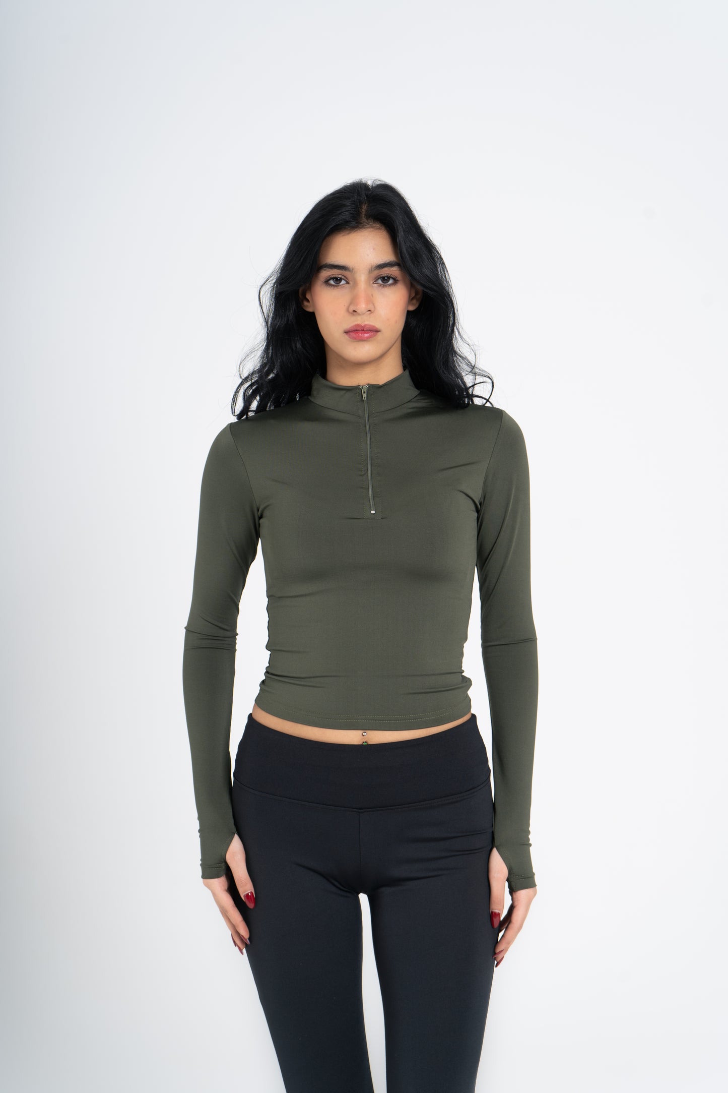 HIGH NECK ZIPPER LONG SLEEVE