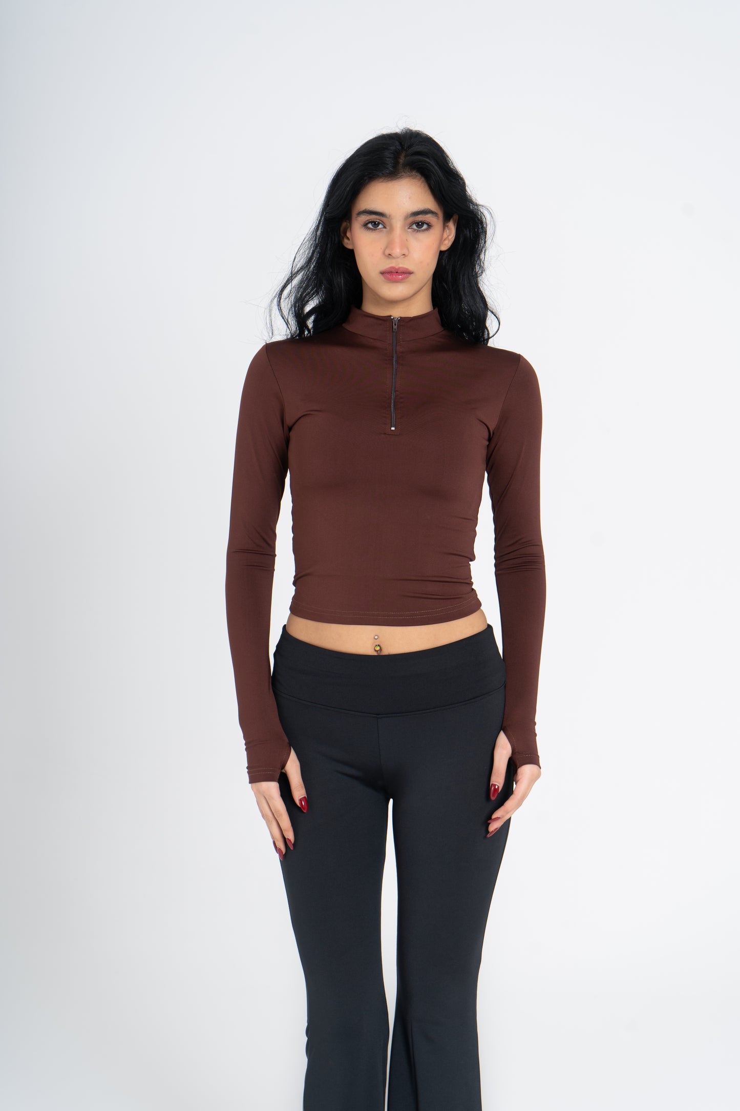 HIGH NECK ZIPPER LONG SLEEVE