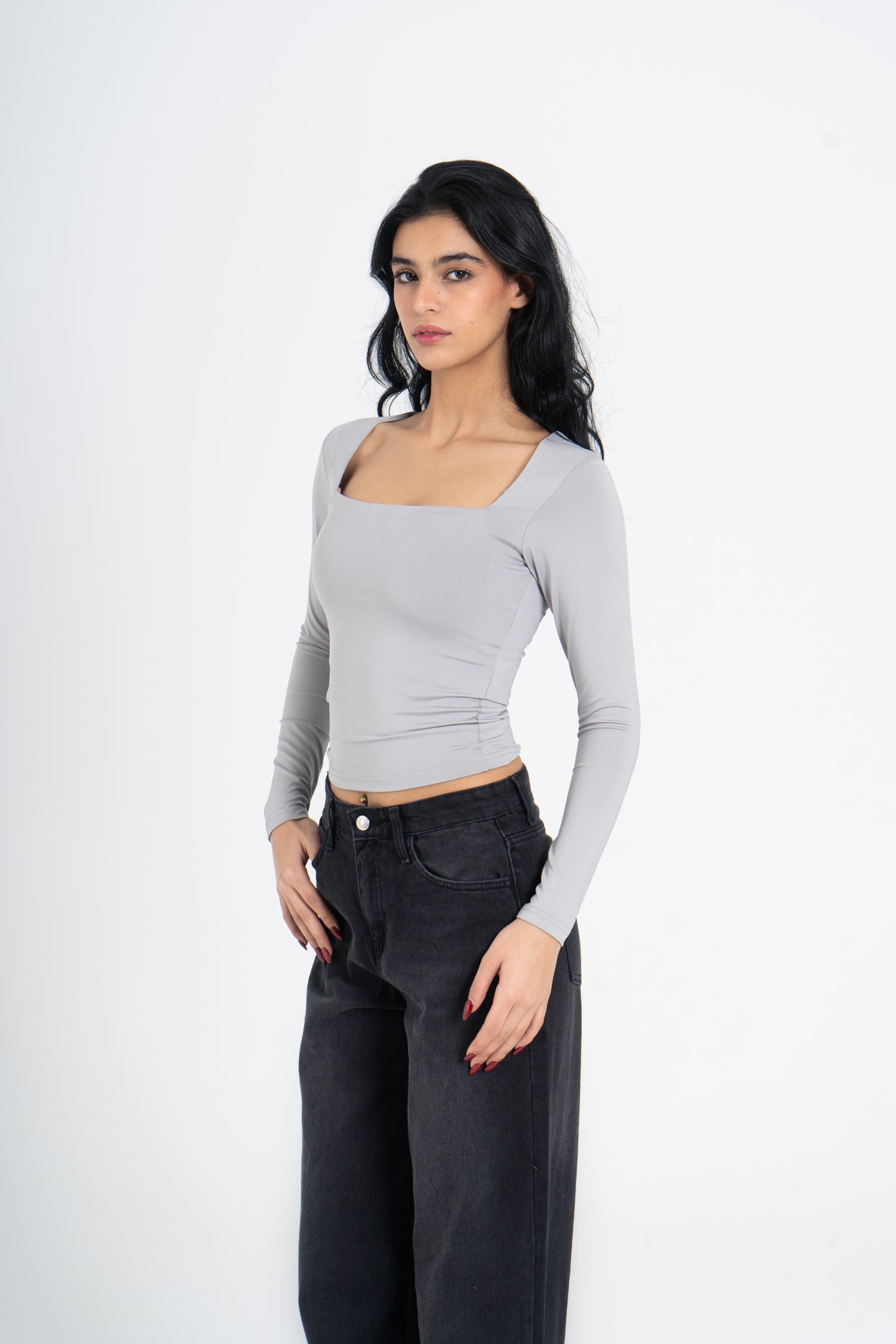 SQUARE NECK LONG SLEEVE