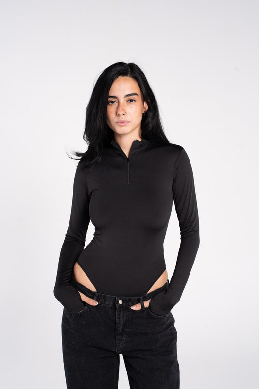 HIGH NECK ZIPPER BODYSUIT