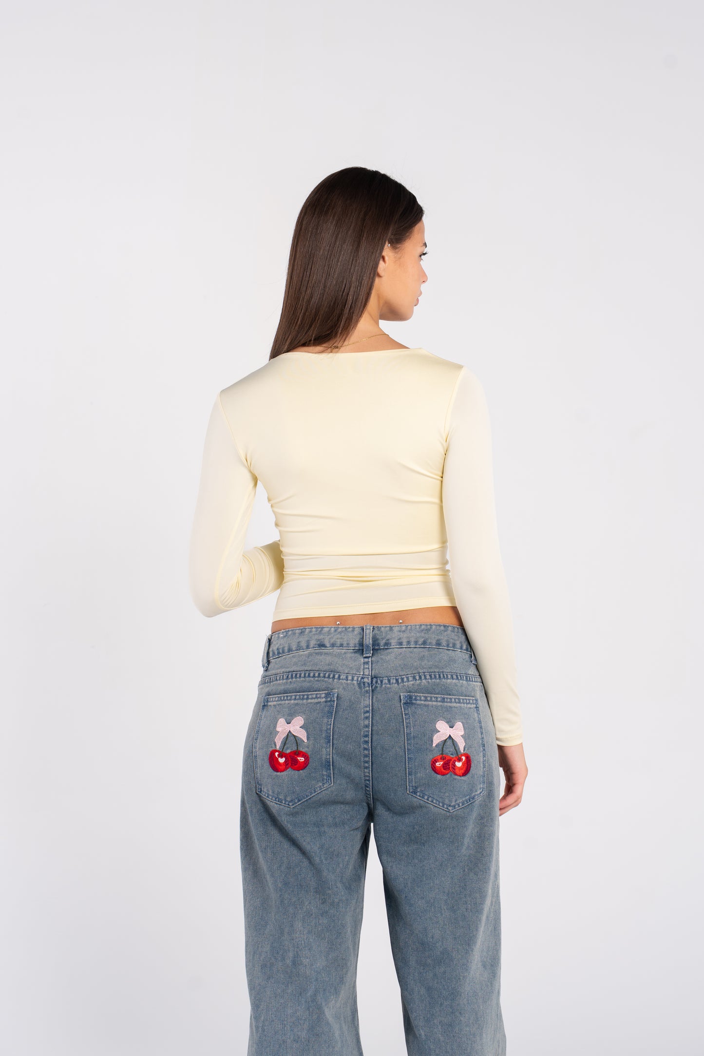 ASYMMETRICAL V NECK LONG SLEEVE