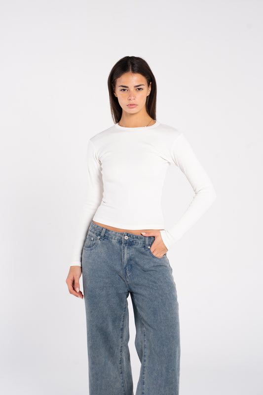 RIBBED ROUND NECK LONG SLEEVE