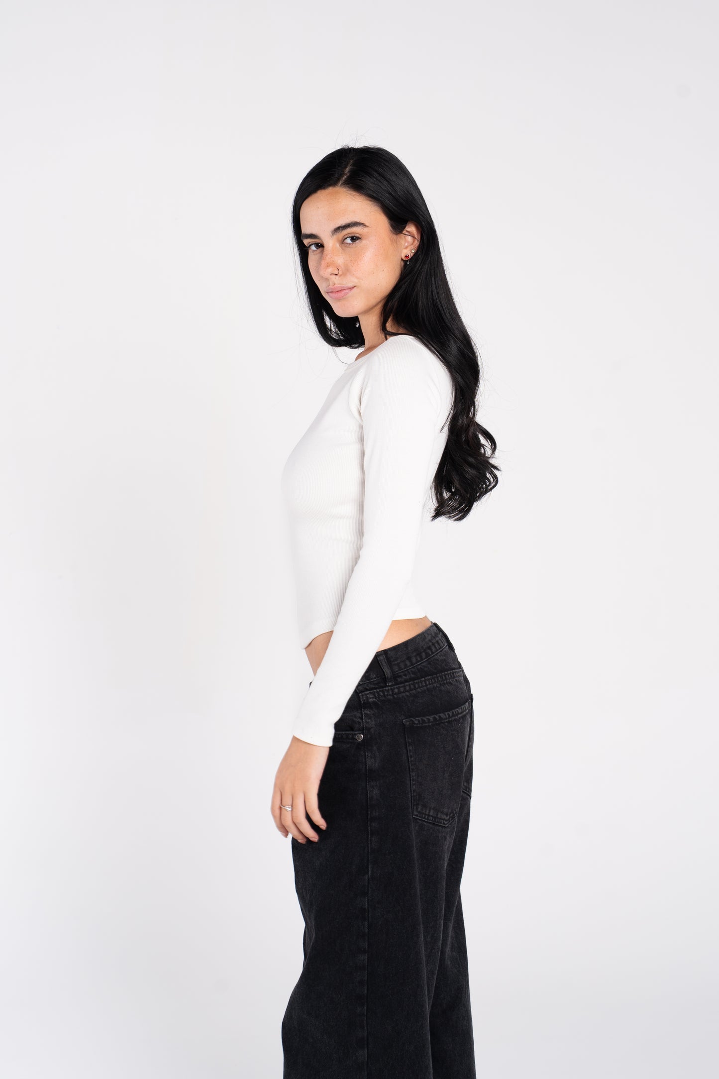 WIDE SHOULDER RIBBED LONG SLEEVE