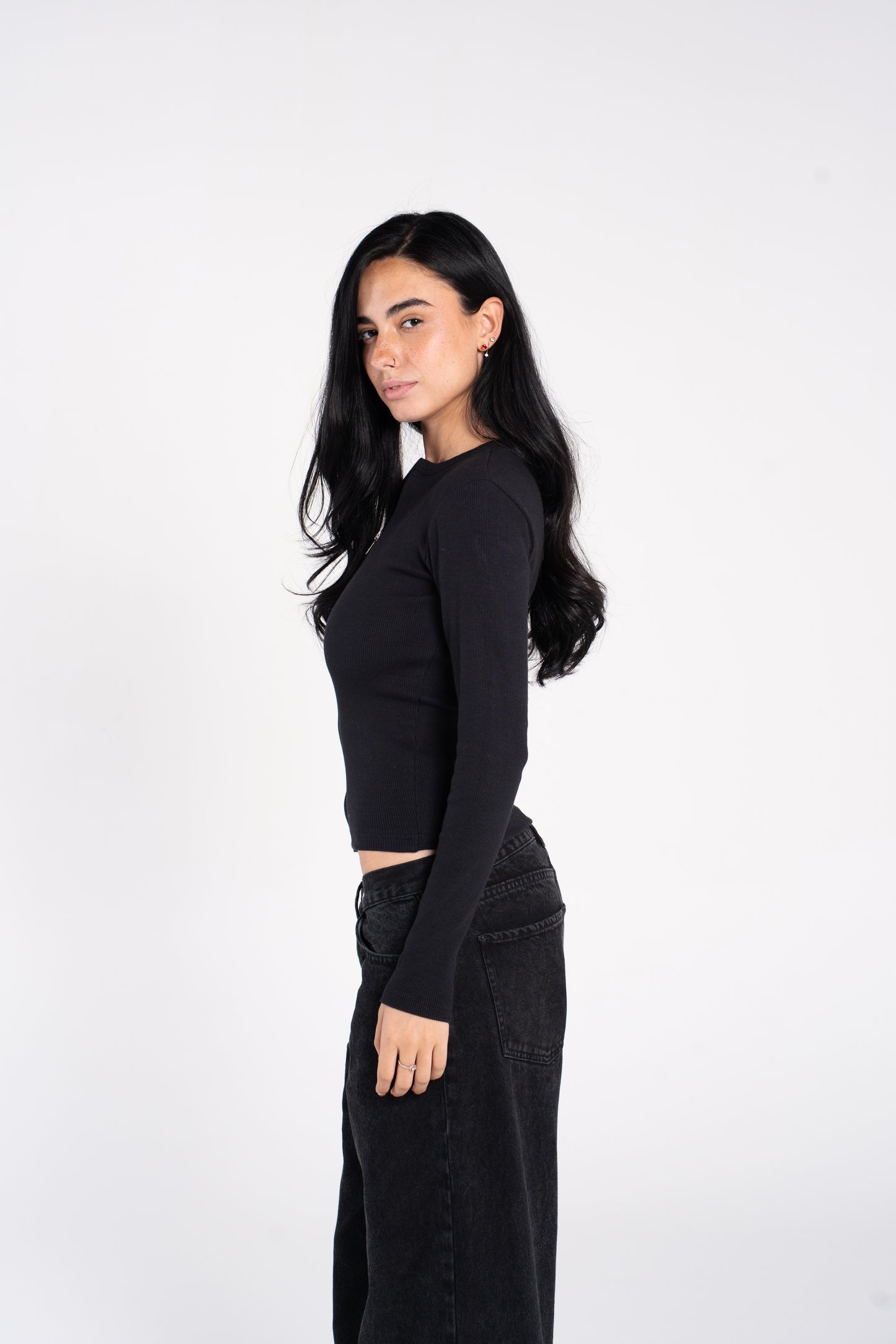 RIBBED FULL ZIPPER LONG SLEEVE