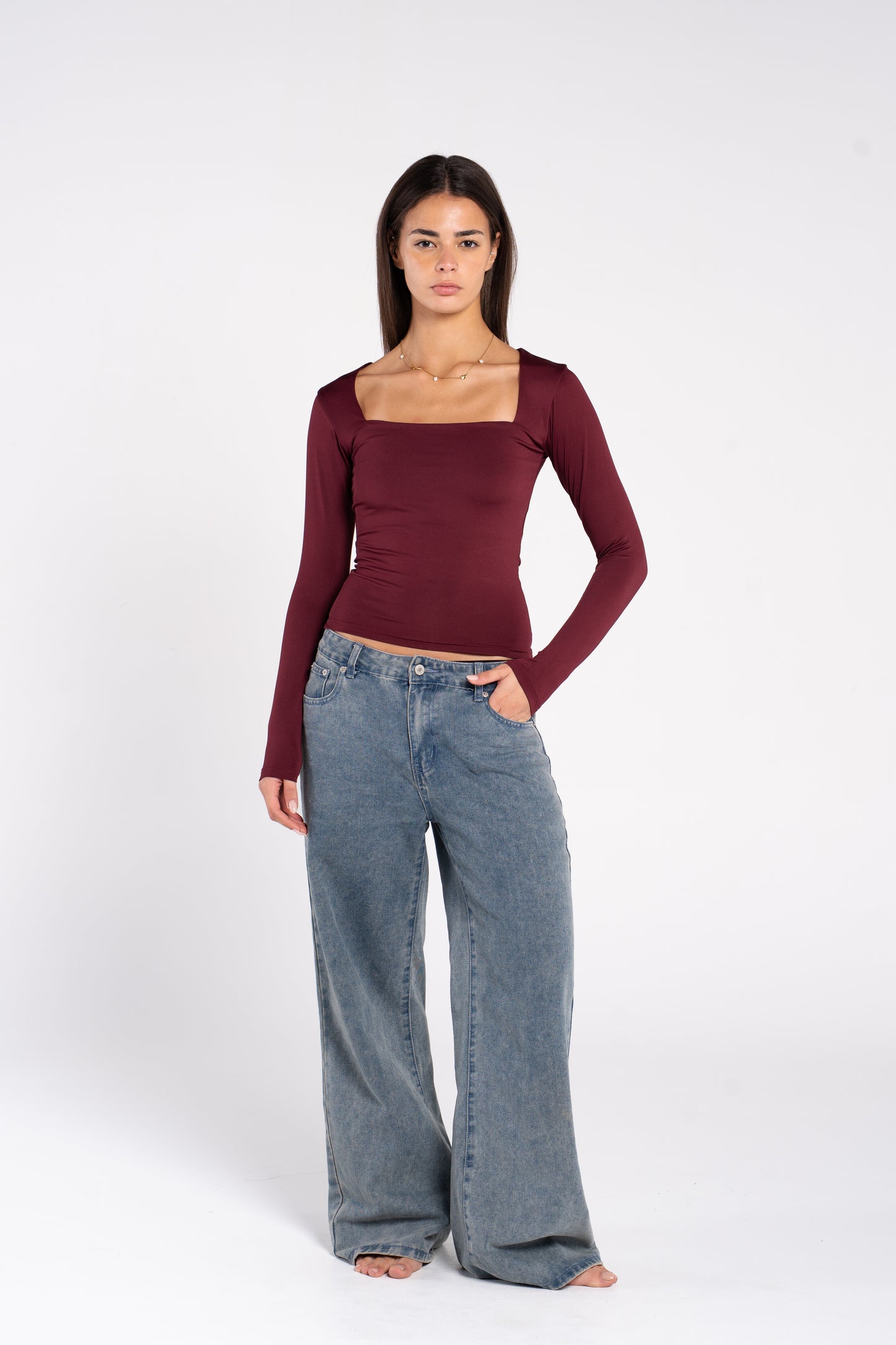 SQUARE NECK LONG SLEEVE