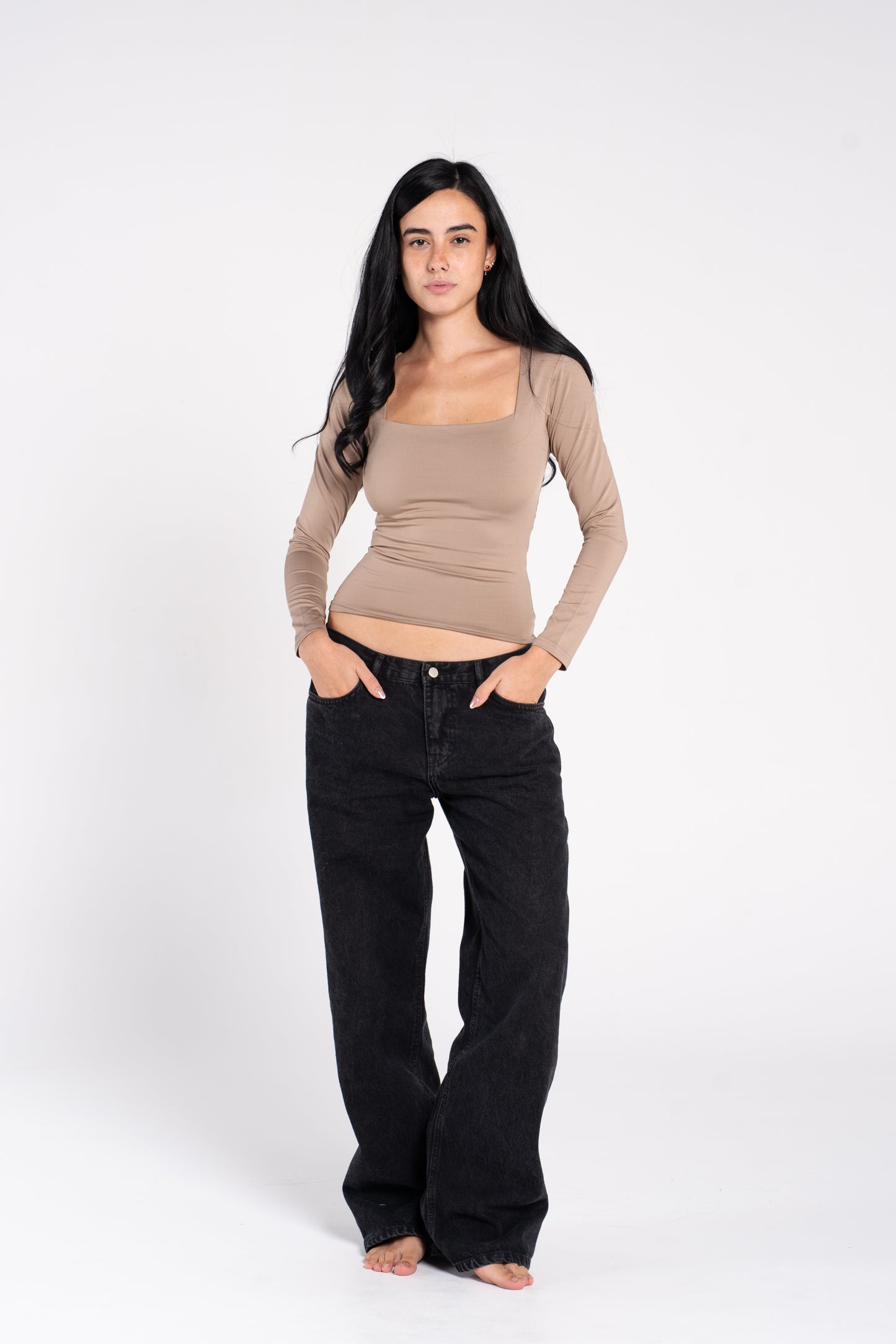 SQUARE NECK LONG SLEEVE