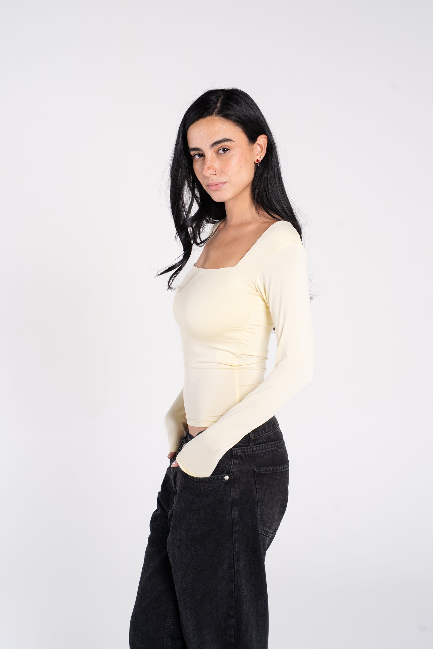 SQUARE NECK LONG SLEEVE